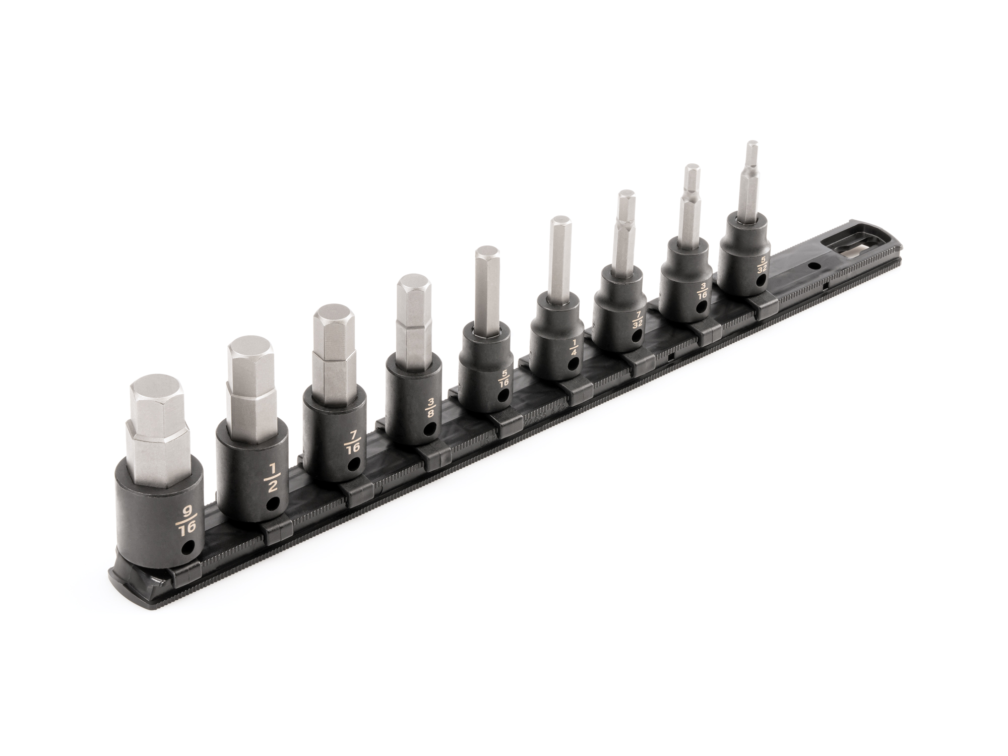 3/8 Inch Drive Hex Impact Bit Socket Set with Rail (9-Piece)