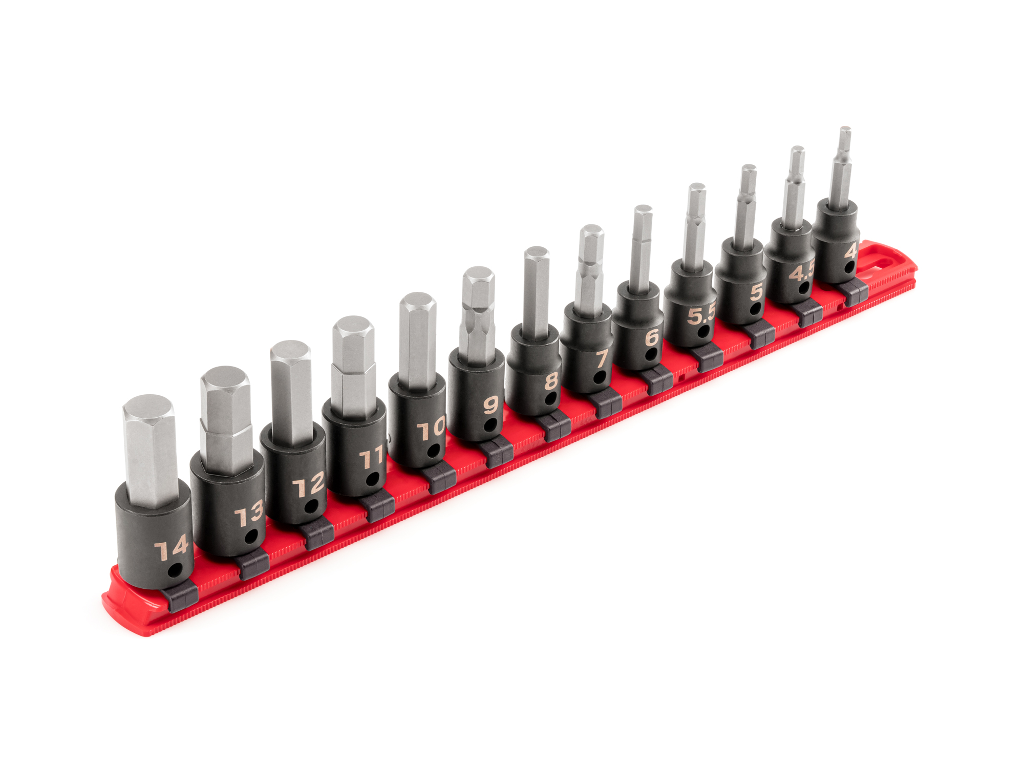 3/8 Inch Drive Hex Impact Bit Socket Set with Rail (13-Piece)