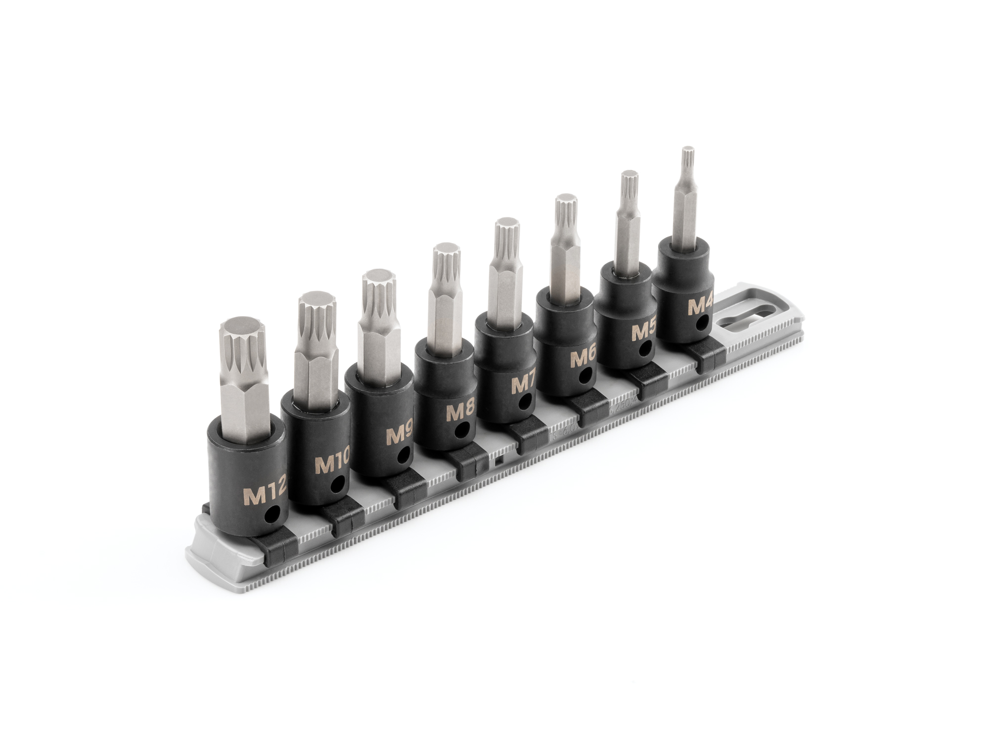 3/8 Inch Drive Triple Square Impact Bit Socket Set with Rail (8-Piece)