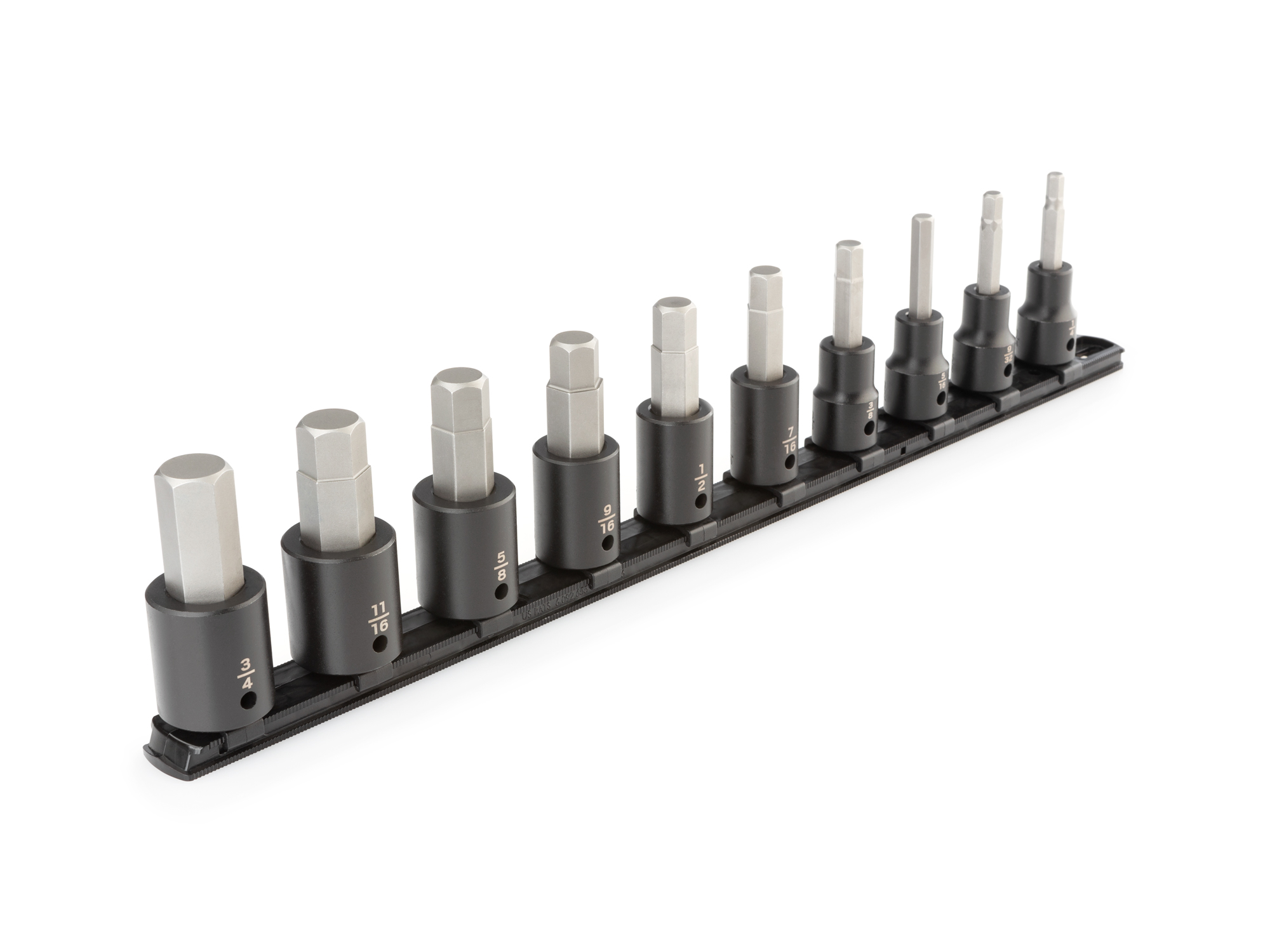 1/2 Inch Drive Hex Impact Bit Socket Set with Rail (10-Piece)