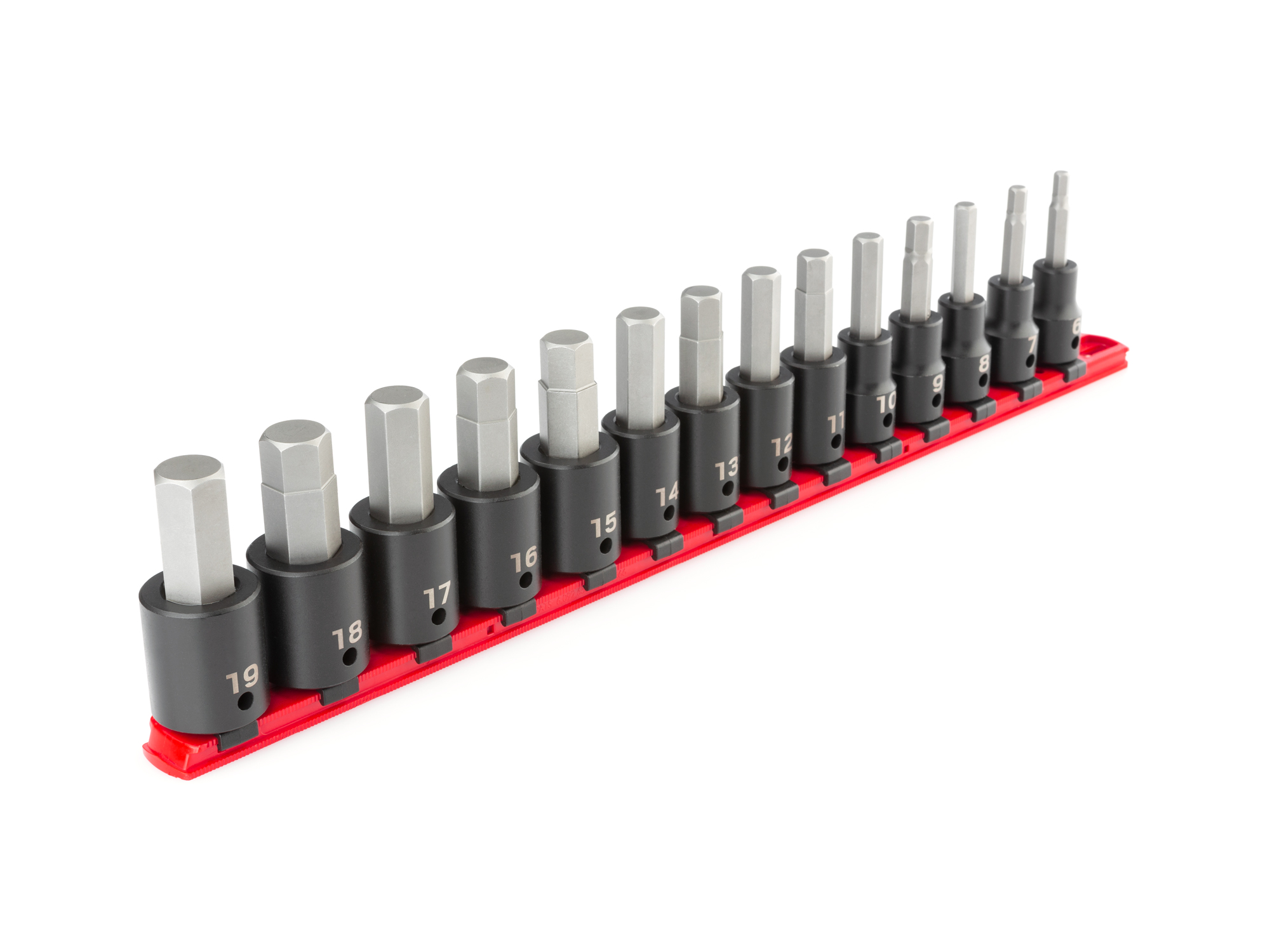 1/2 Inch Drive Hex Impact Bit Socket Set with Rail (14-Piece)