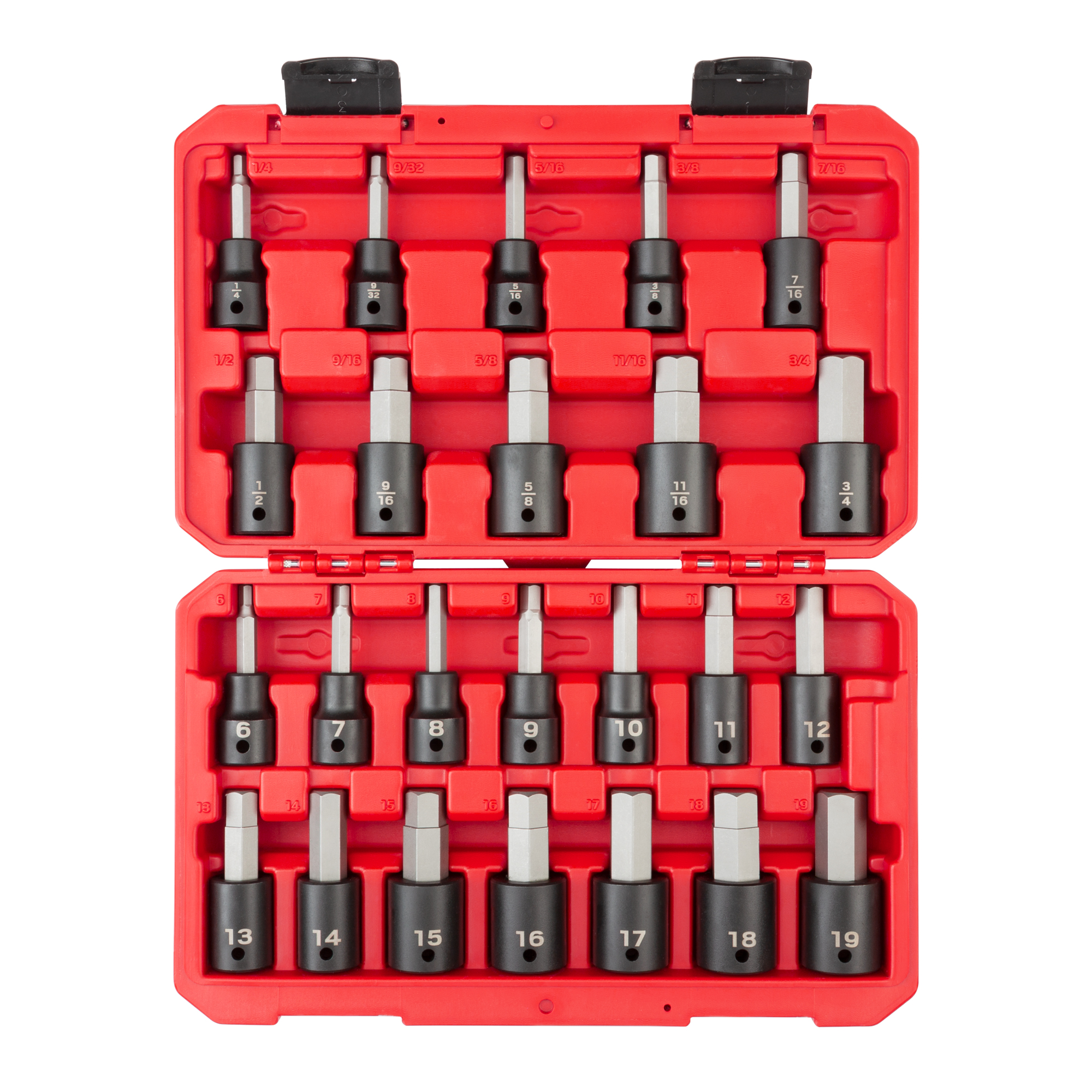 TEKTON 1/2 Inch Drive Hex Impact Bit Socket Set with Case, 24-Piece (1/4-3/4 in., 6-19 mm)