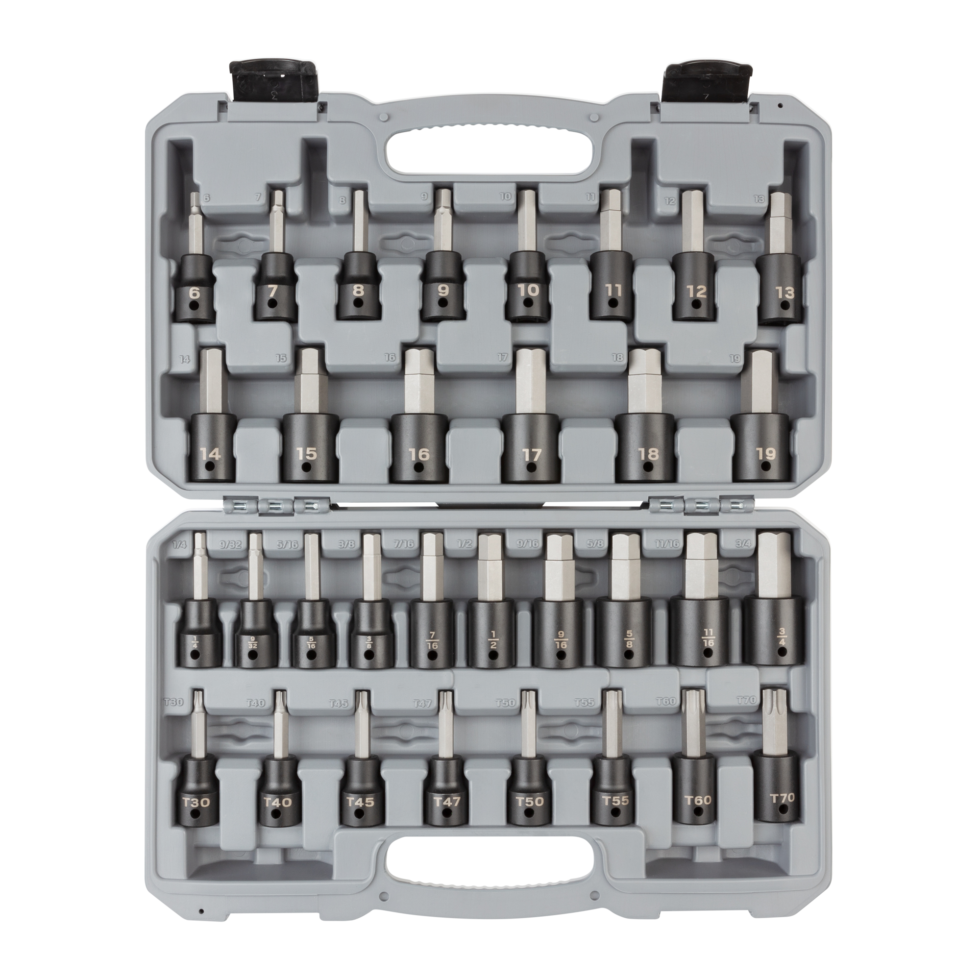 1/2 Inch Drive Hex/Torx Impact Bit Socket Set with Case (32-Piece)