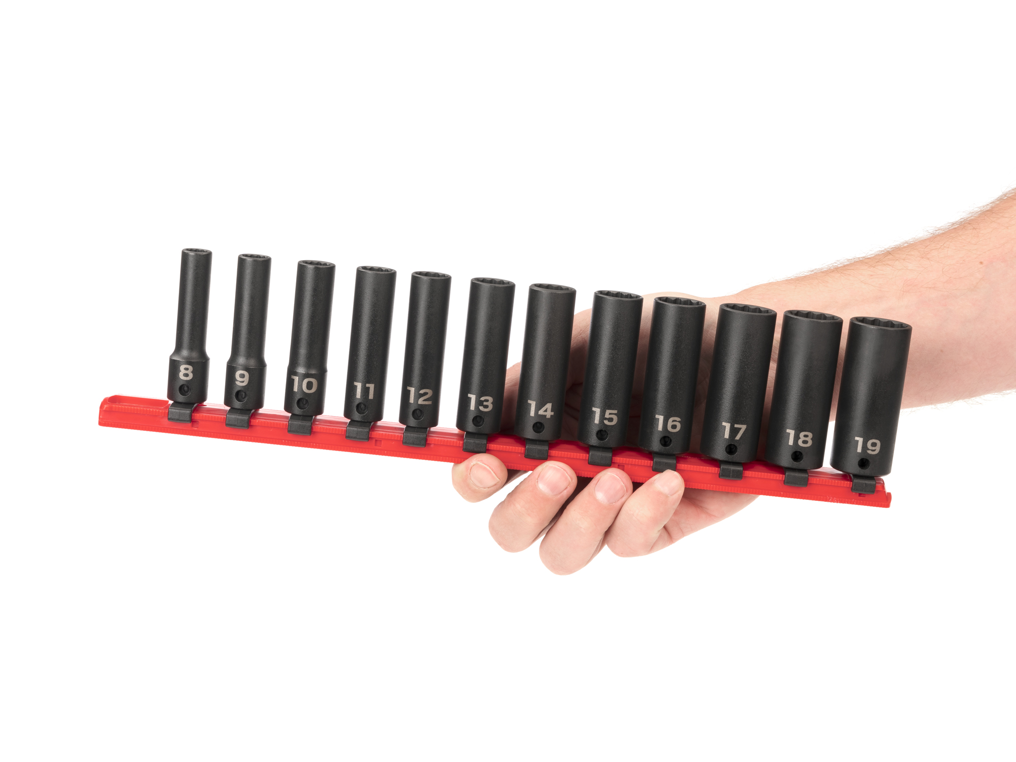 3/8 Inch Drive Deep 12-Point Impact Socket Set (8 - 19 mm) | TEKTON