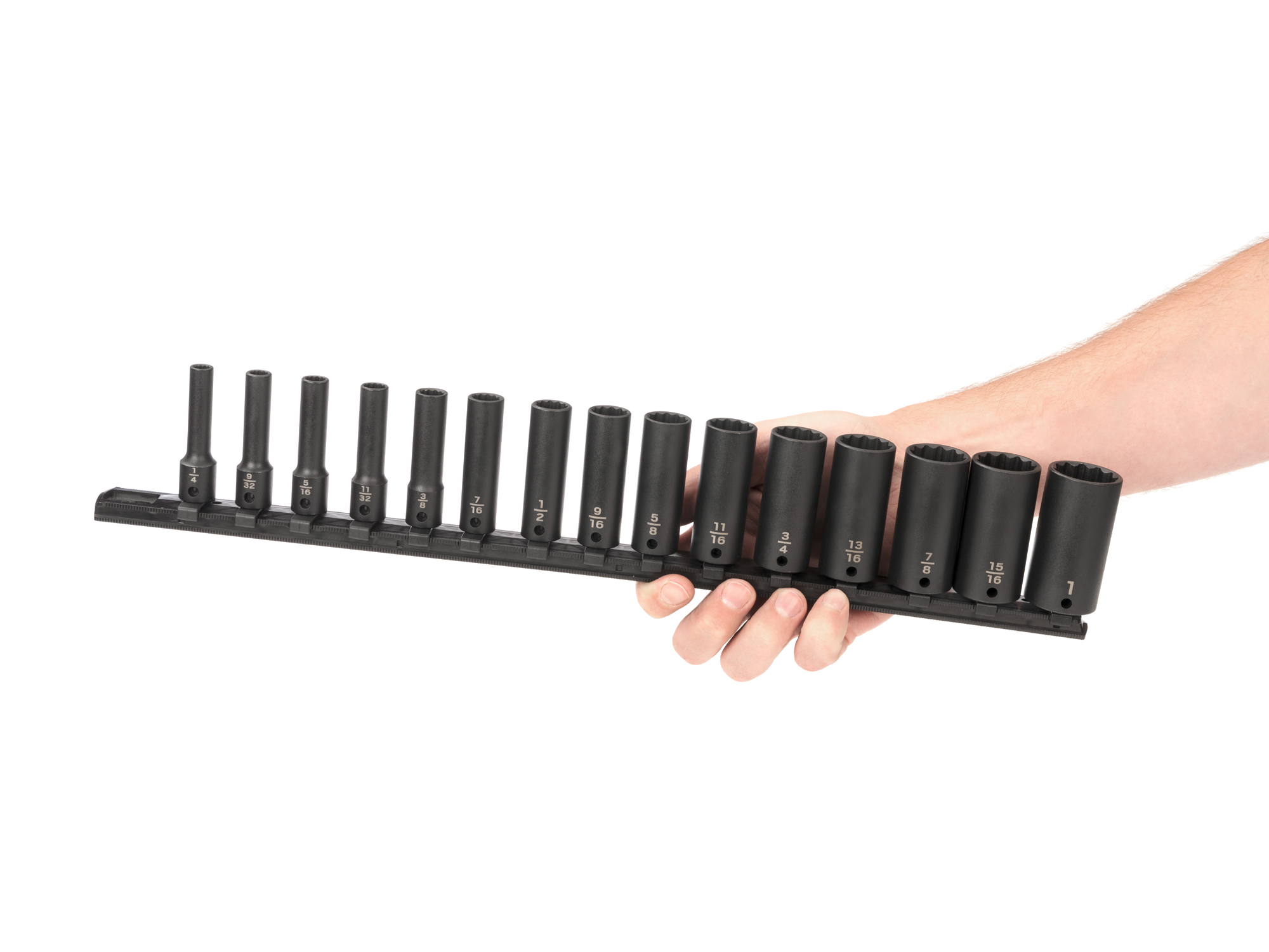 3/8 Inch Drive Deep 12-Point Impact Socket Set (1/4 - 1 in.) | TEKTON