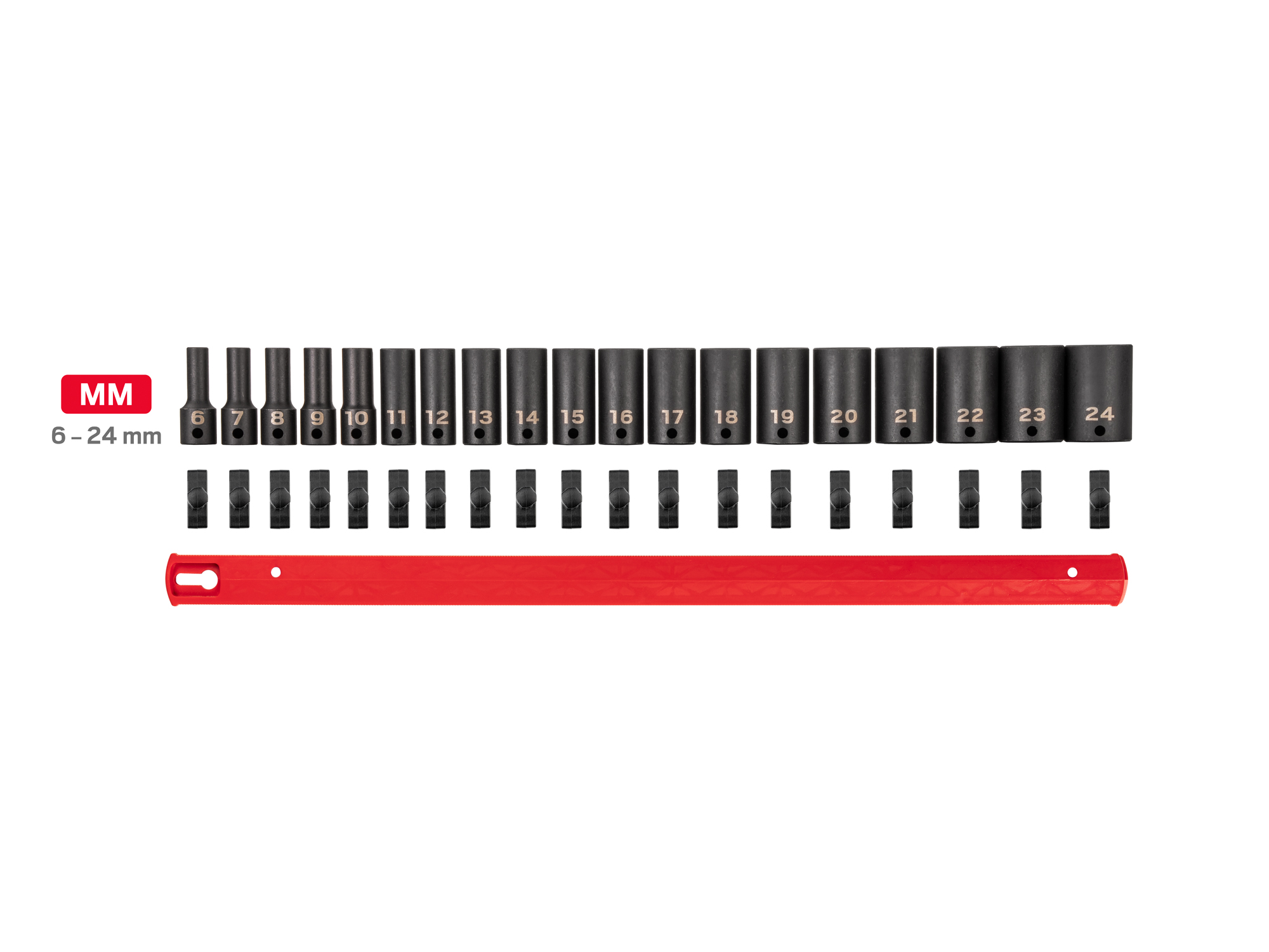 3/8 Inch Drive Semi-Deep 12-Point Impact Socket Set (6-24 mm) | TEKTON