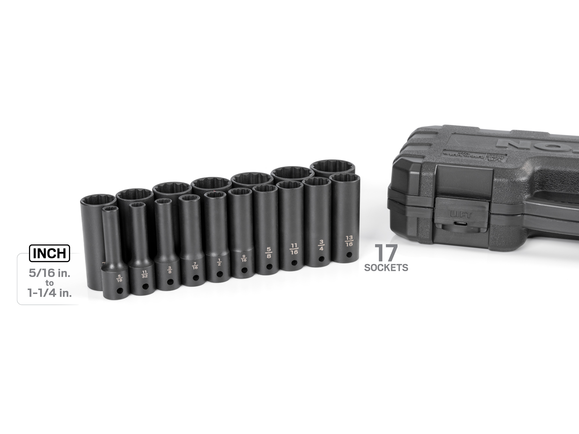 1/2 Inch Drive Deep 12-Point Impact Socket Set (17-Piece) | TEKTON