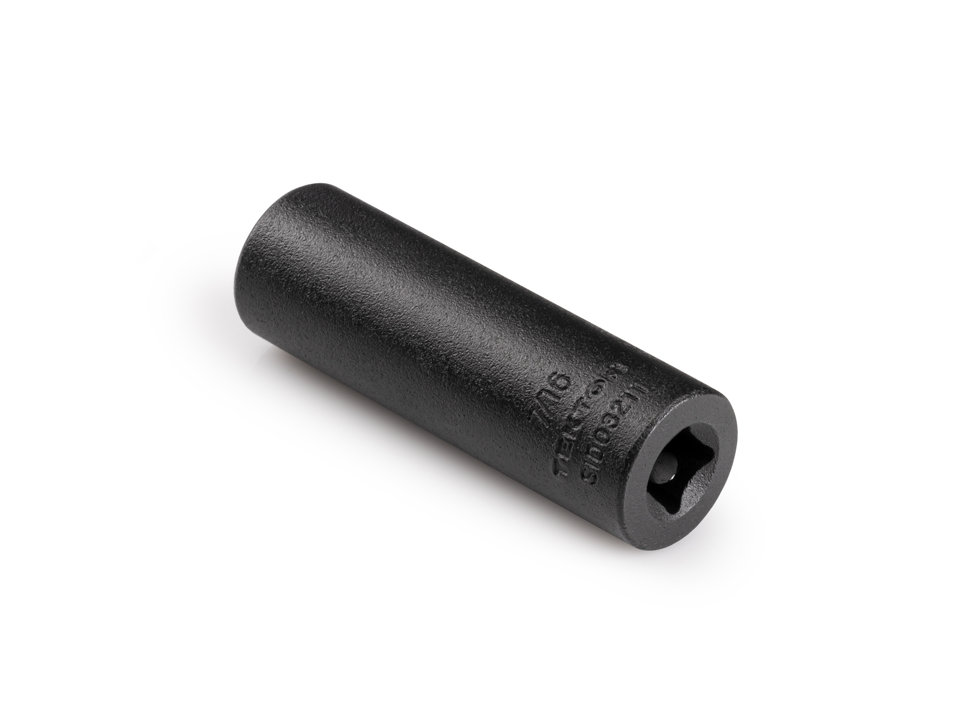 Size: 7/16 inch (SAE) deep 12-point impact socket. Has a high-visibility laser etched size marking and a permanent stamped size marking. SID03211.