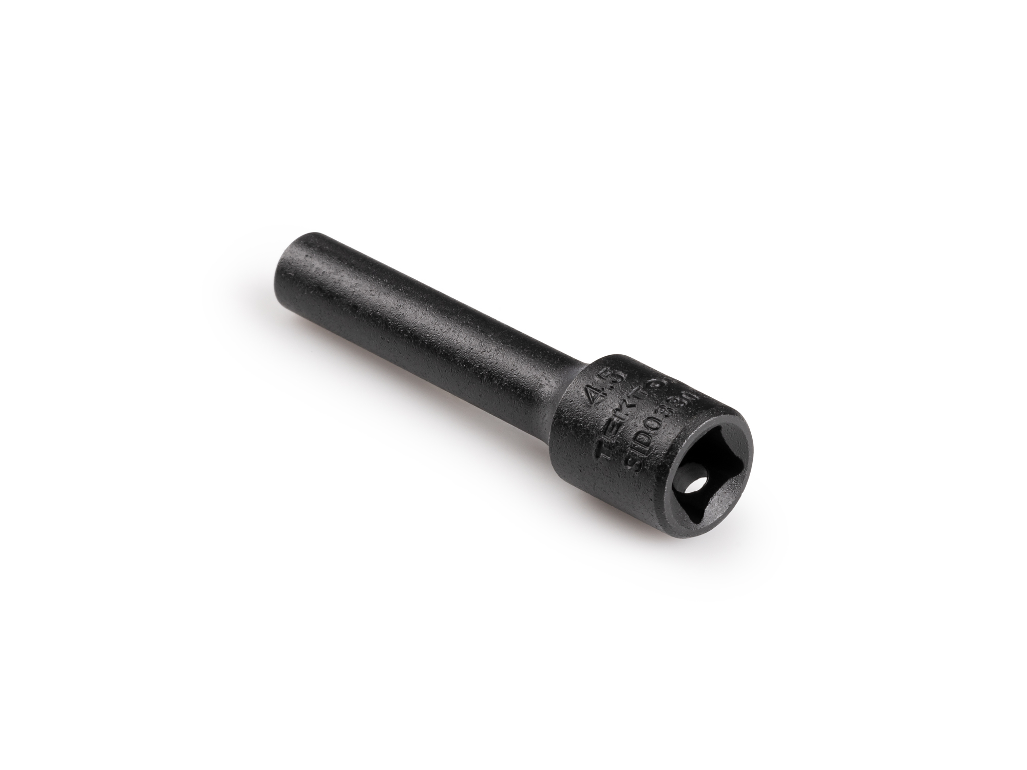 Size: 4.5 mm (metric) deep 12-point impact socket. Has a high-visibility laser etched size marking and a permanent stamped size marking. SID03303.