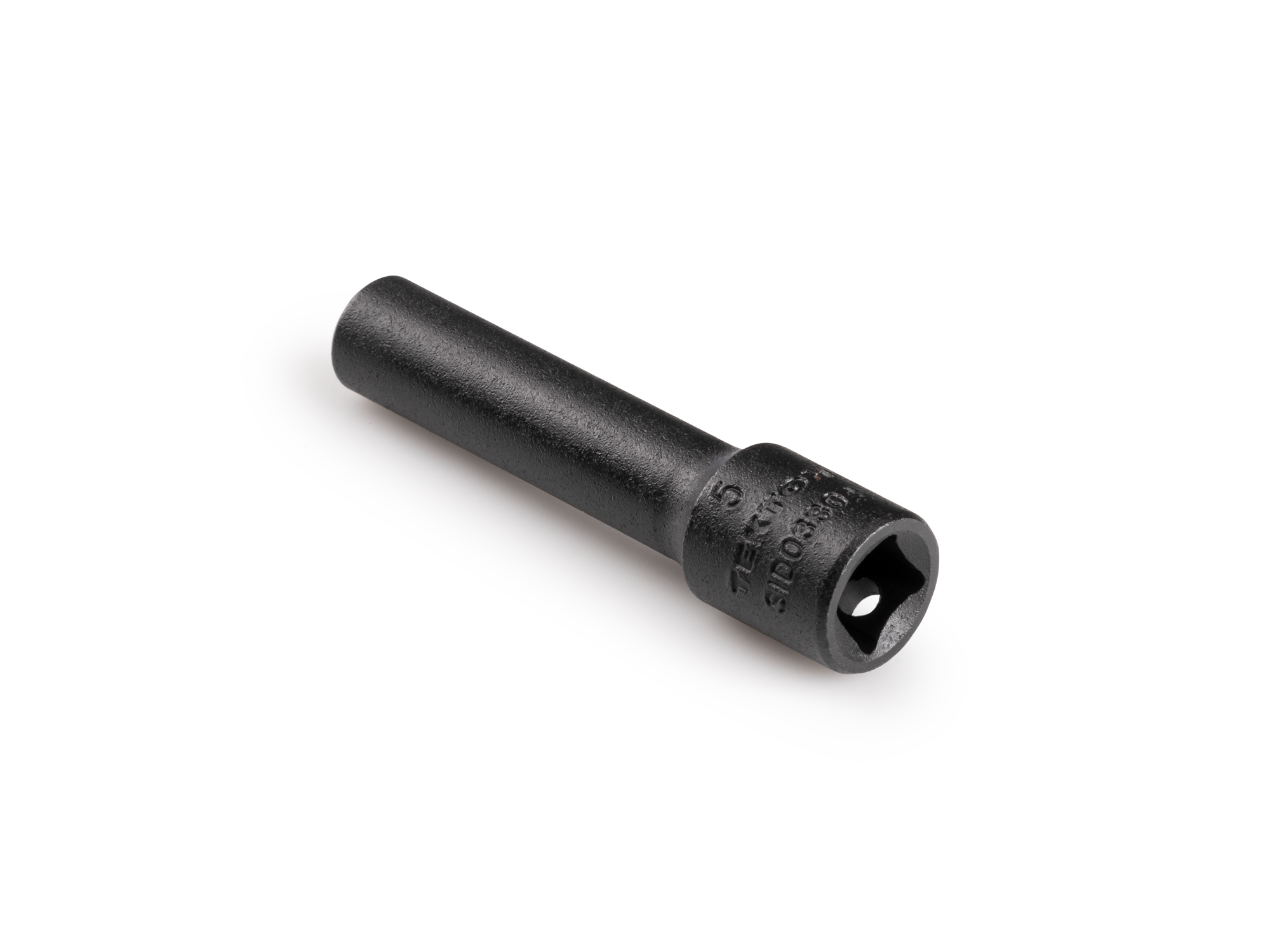 Size: 5 mm (metric) deep 12-point impact socket. Has a high-visibility laser etched size marking and a permanent stamped size marking. SID03304.