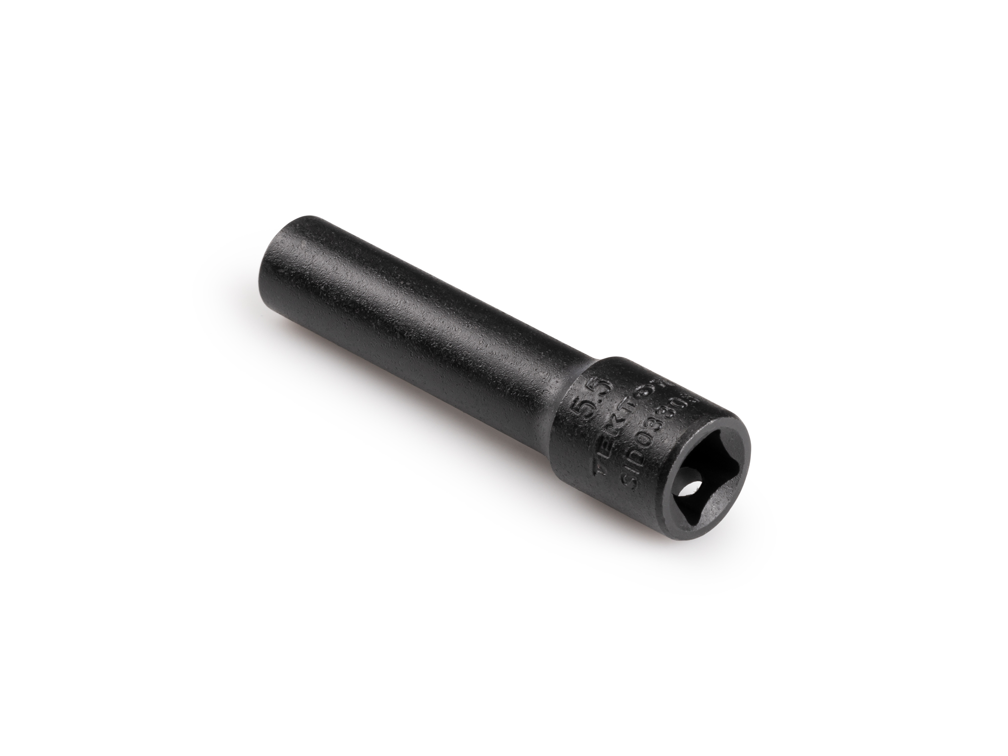 Size: 5.5 mm (metric) deep 12-point impact socket. Has a high-visibility laser etched size marking and a permanent stamped size marking. SID03305.