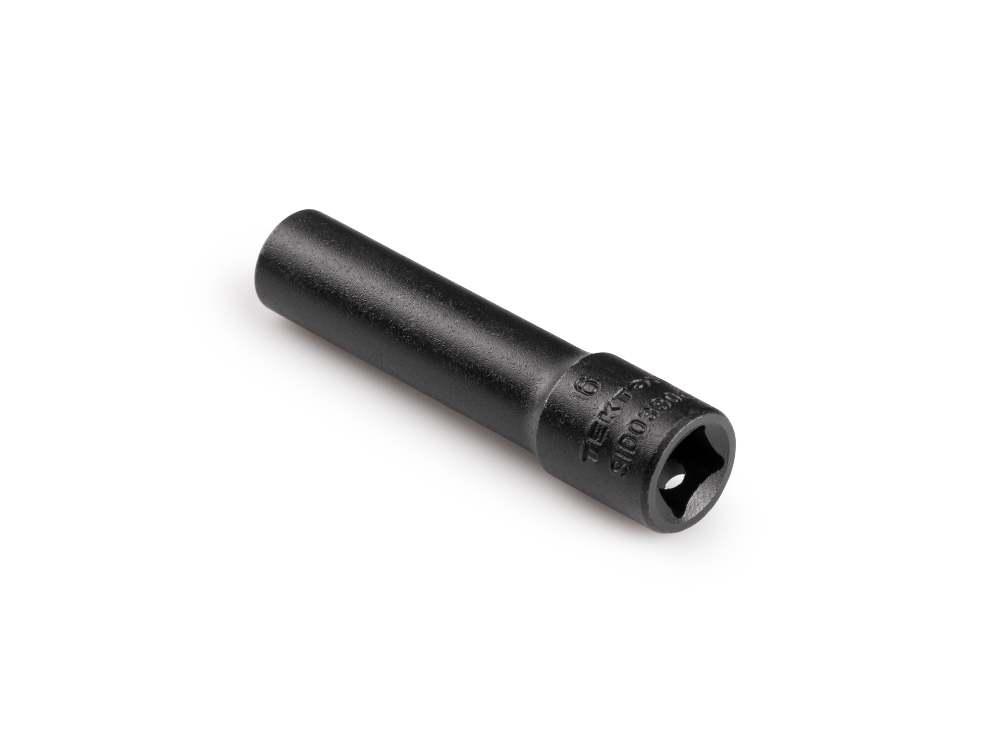 Size: 6 mm (metric) deep 12-point impact socket. Has a high-visibility laser etched size marking and a permanent stamped size marking. SID03306.