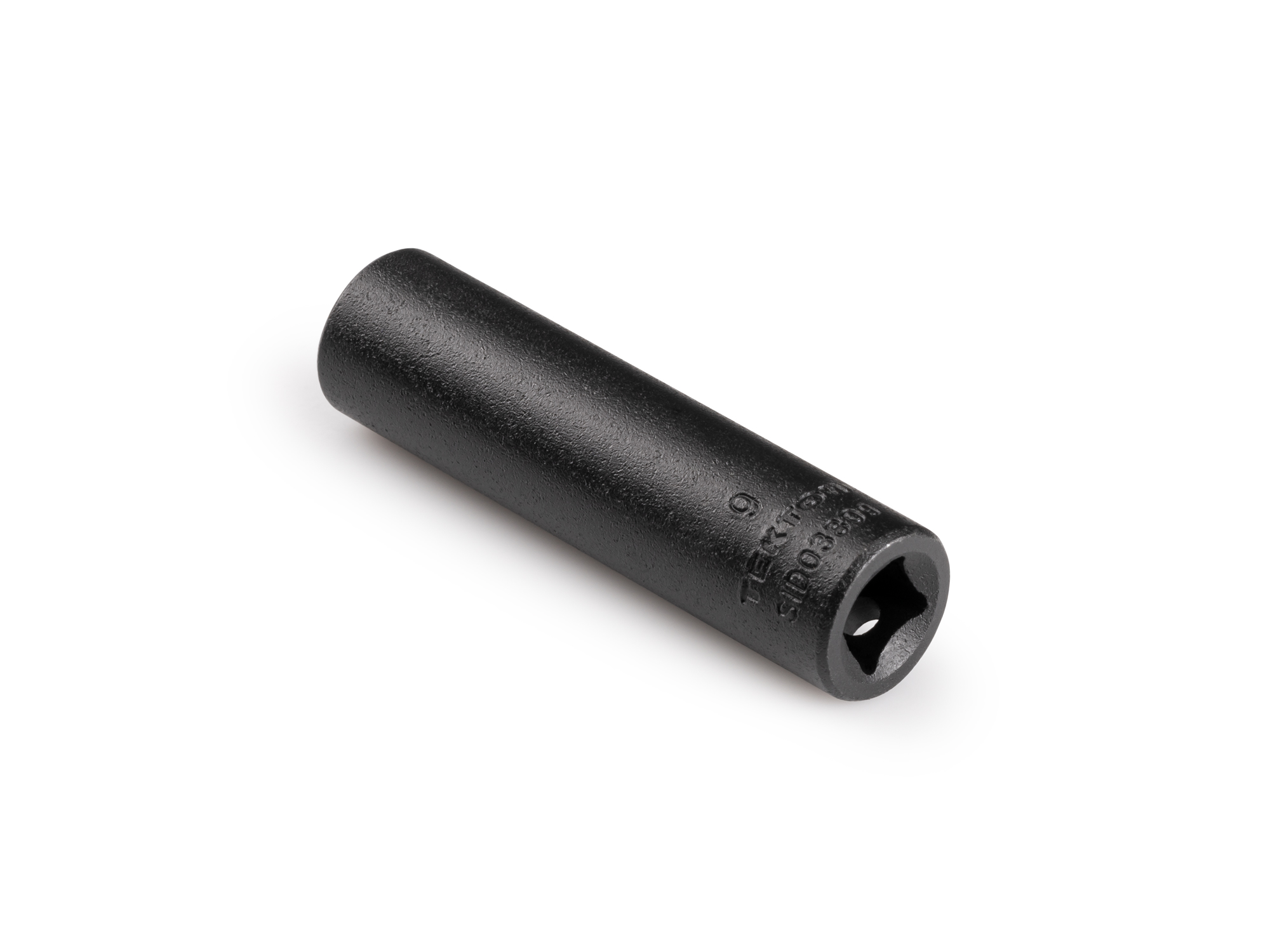 Size: 9 mm (metric) deep 12-point impact socket. Has a high-visibility laser etched size marking and a permanent stamped size marking. SID03309.