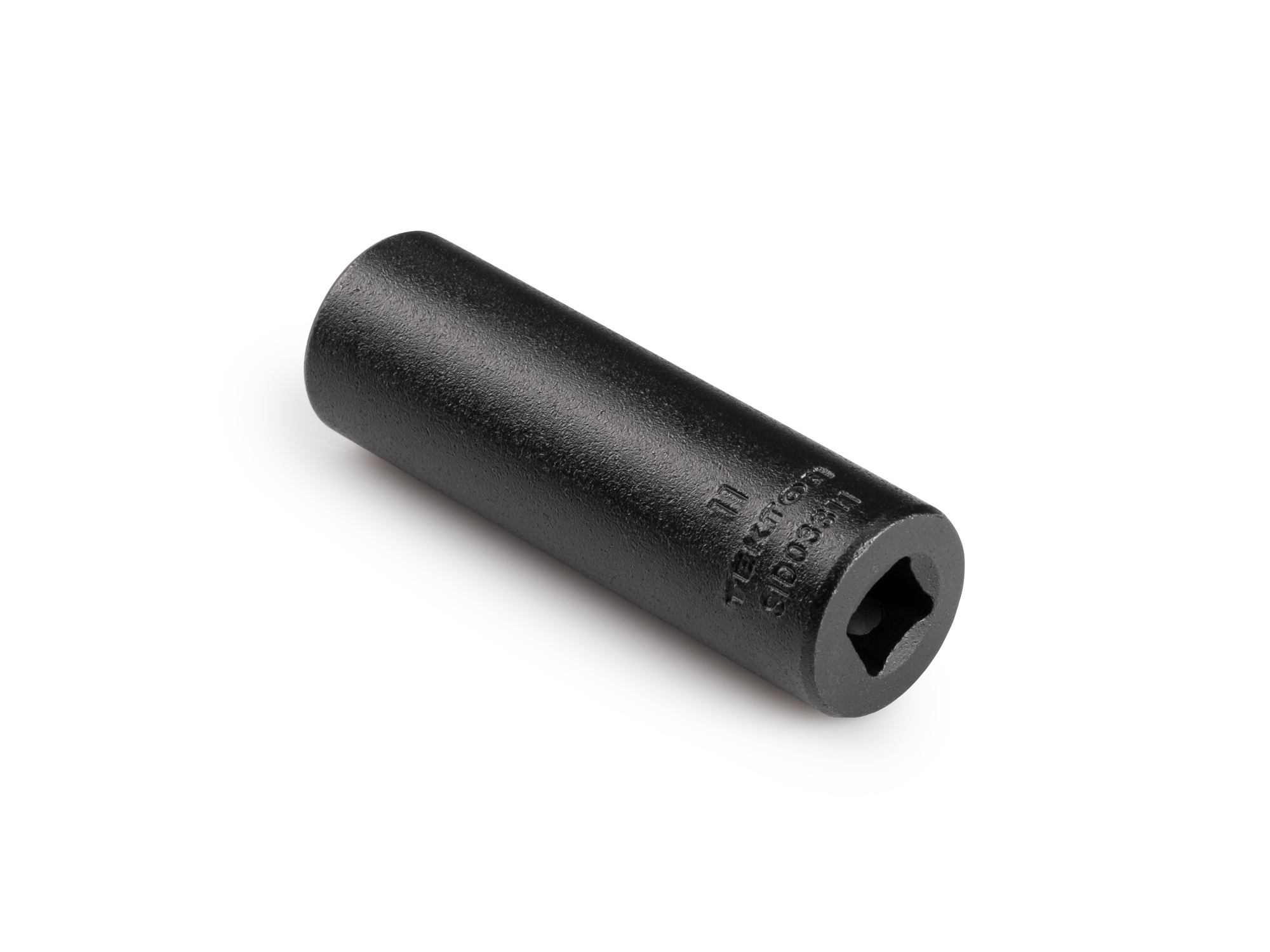 Size: 11 mm (metric) deep 12-point impact socket. Has a high-visibility laser etched size marking and a permanent stamped size marking. SID03311.