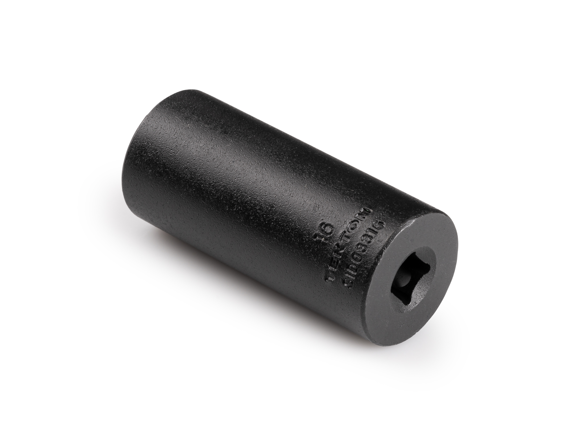 Size: 16 mm (metric) deep 12-point impact socket. Has a high-visibility laser etched size marking and a permanent stamped size marking. SID03316.