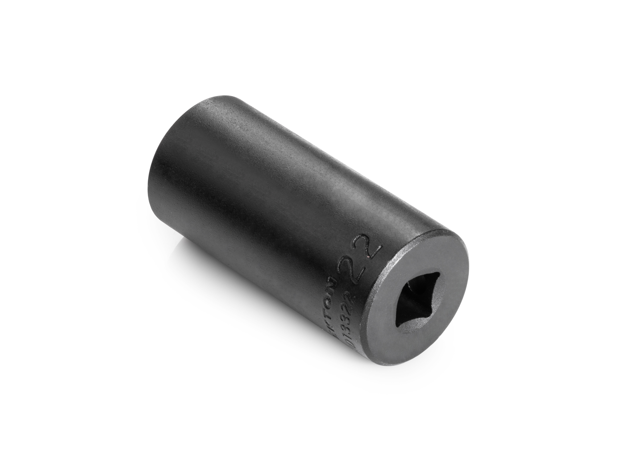 Size: 22 mm (Metric) 12-point deep impact socket. Has both a high-visibility laser etched size marking and a permanent stamped size marking. SID13322.