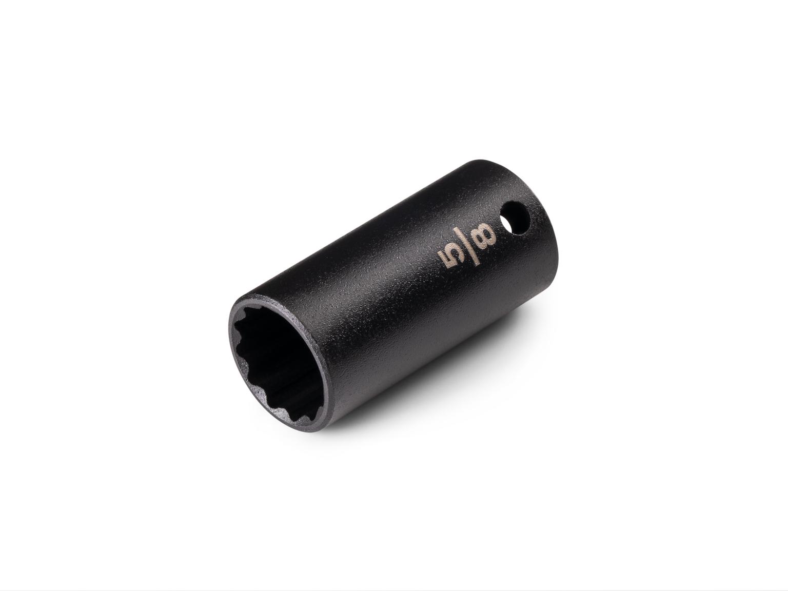 Front-right angle view of Tekton 5/8 inch impact drive 12-point socket. Item #SID14216