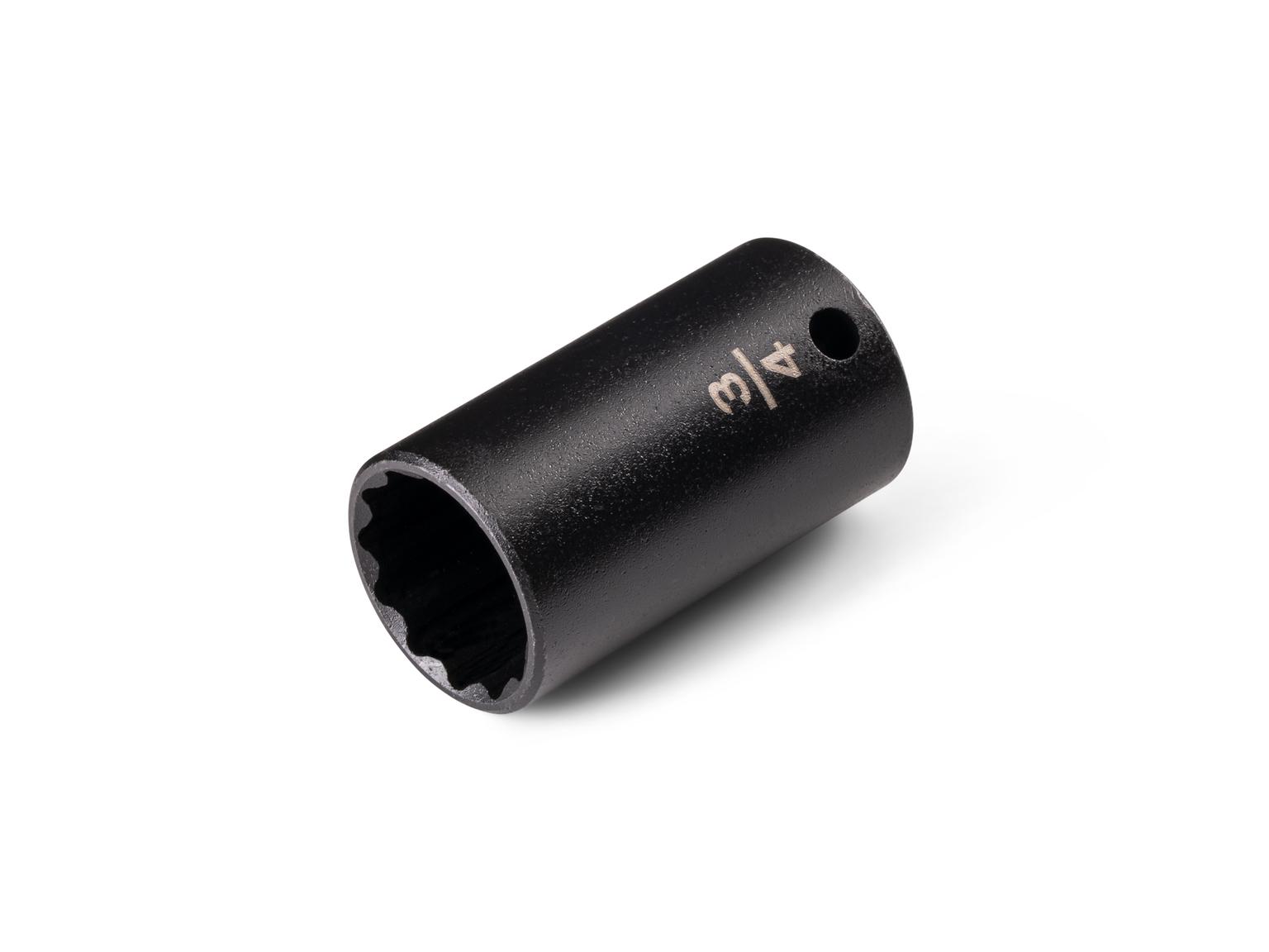 Front-right angle view of Tekton 3/4 inch impact drive 12-point socket. Item #SID14219