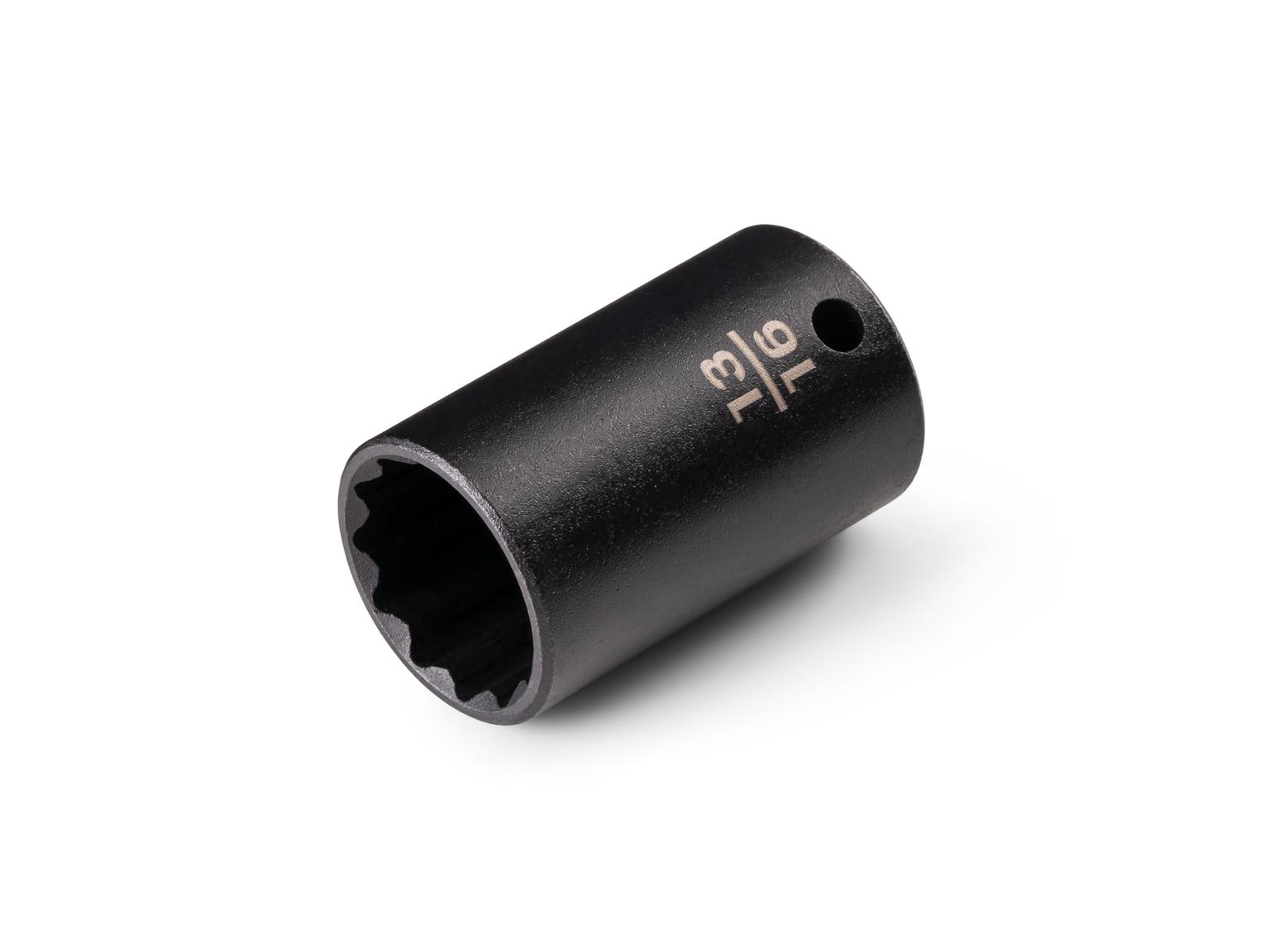 Front-right angle view of Tekton 13/16 inch impact drive 12-point socket. Item #SID14221