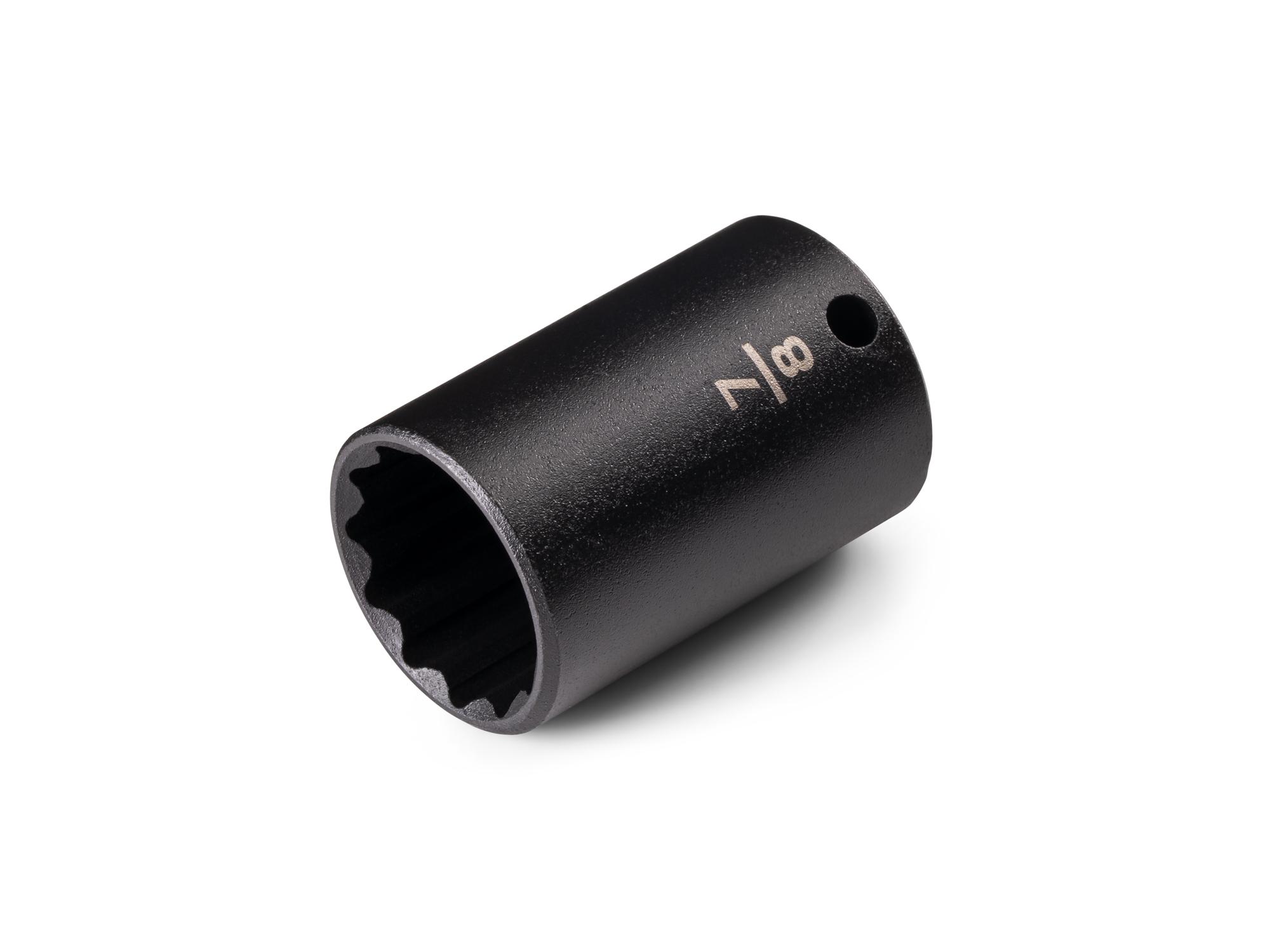 Front-right angle view of Tekton impact drive 12-point socket. Item #SID14222