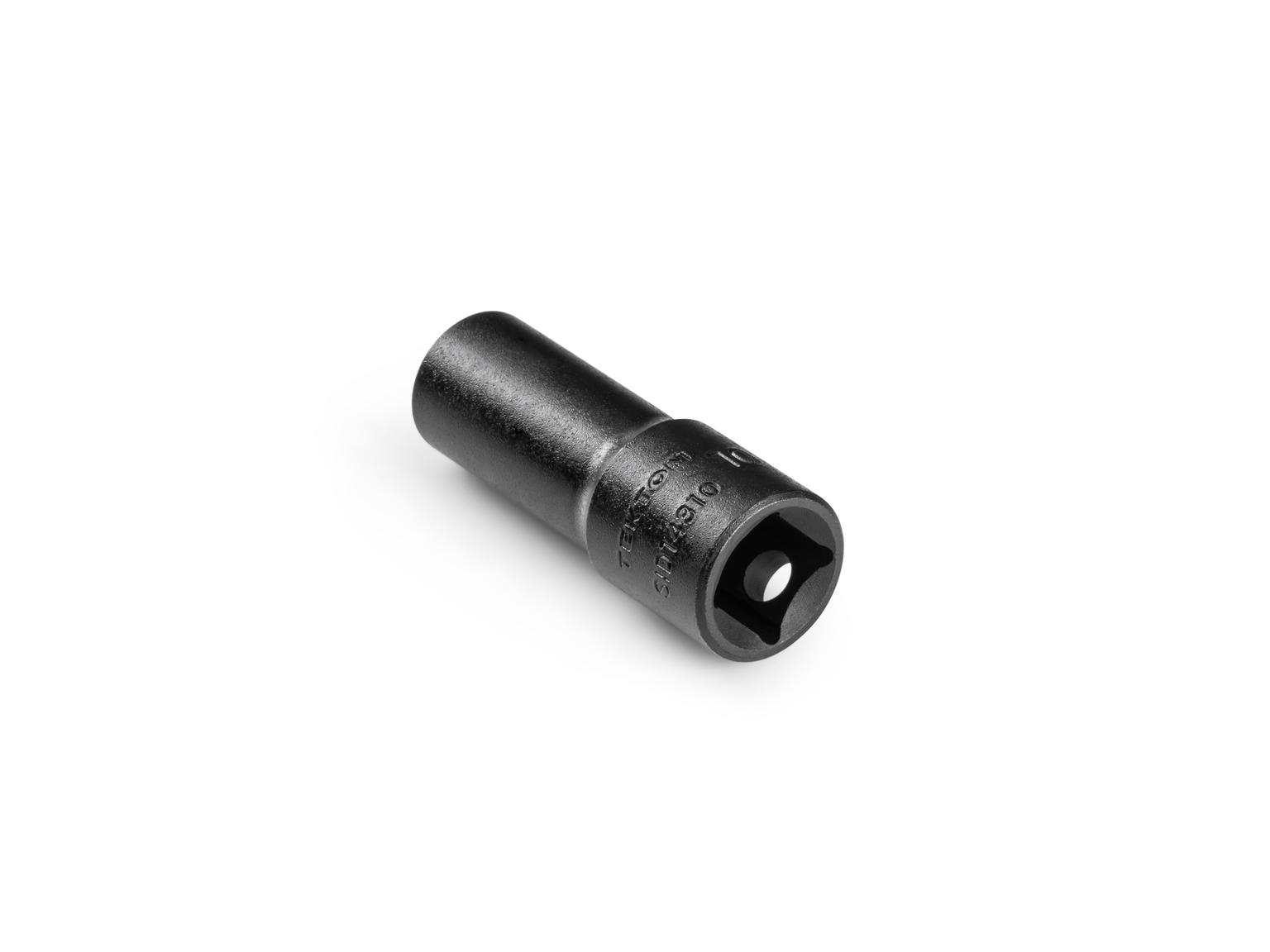 Back angle view of Tekton 10 millimeter impact drive 12-point socket. Item #SID14310