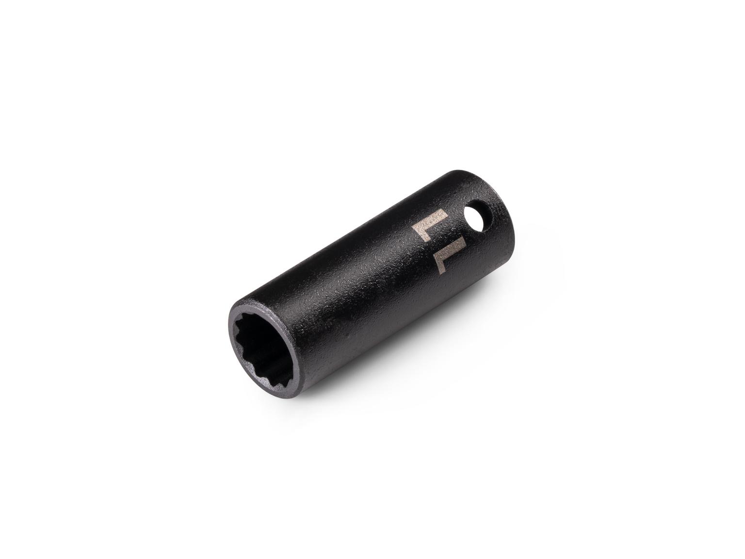 Front-right angle view of Tekton 11 millimeter impact drive 12-point socket. Item #SID14311