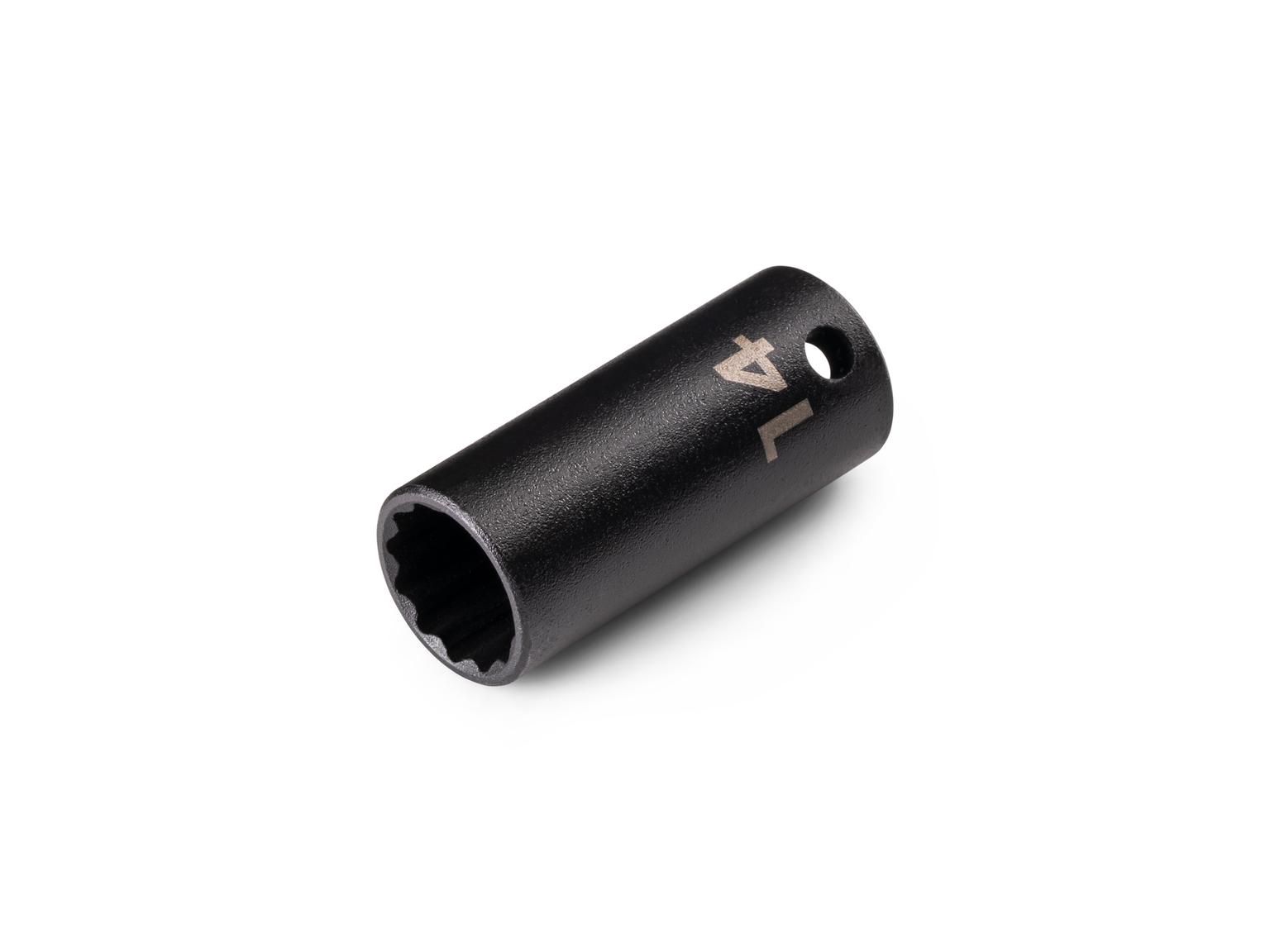 Front-right angle view of Tekton 14 millimeter impact drive 12-point socket. Item #SID14314