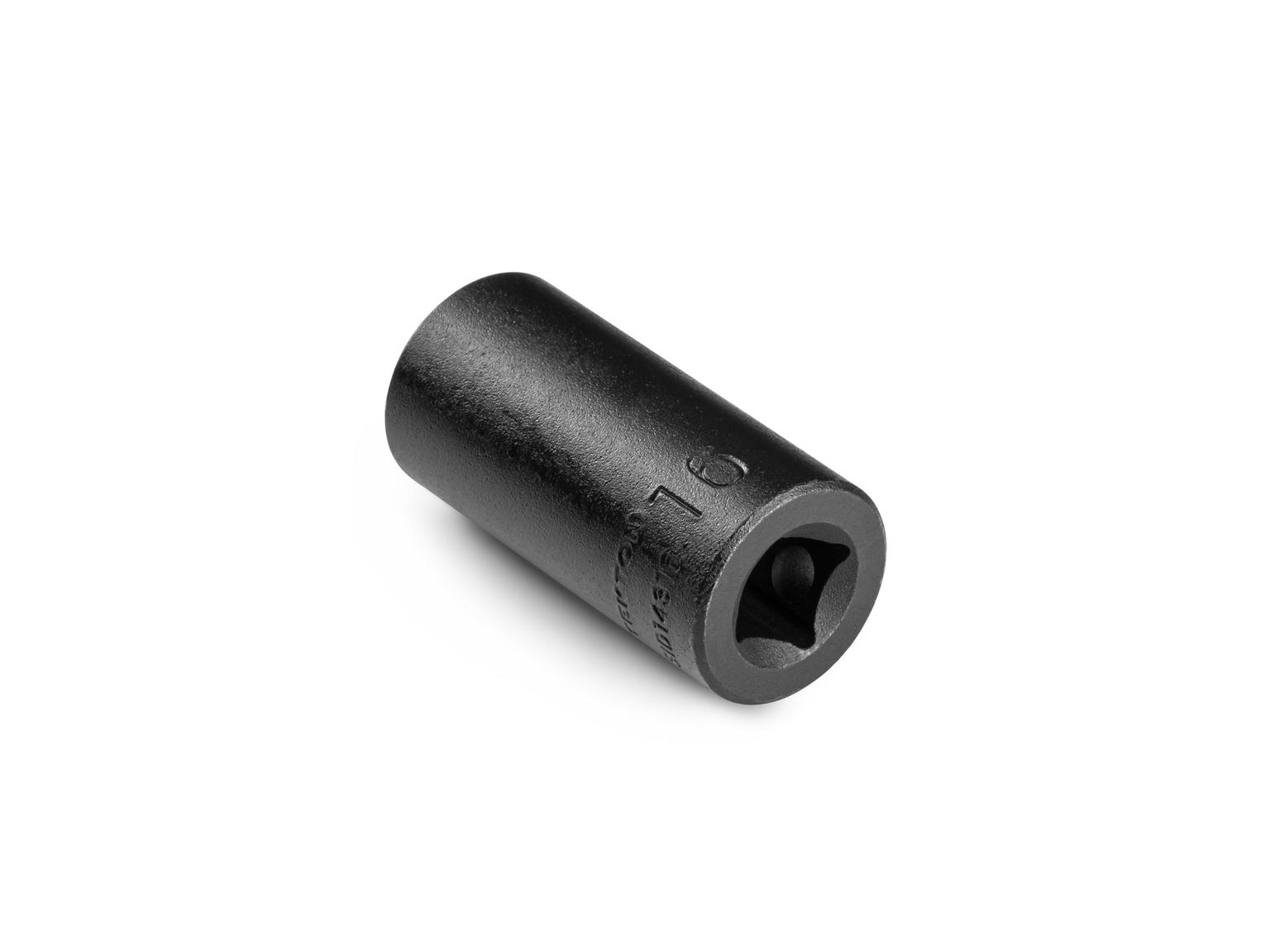 Back angle view of Tekton 16 millimeter impact drive 12-point socket. Item #SID14316