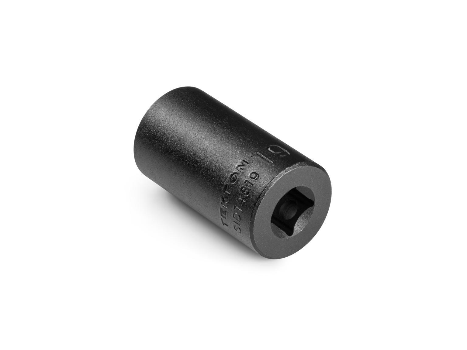 Back angle view of Tekton 19 millimeter impact drive 12-point socket. Item #SID14319