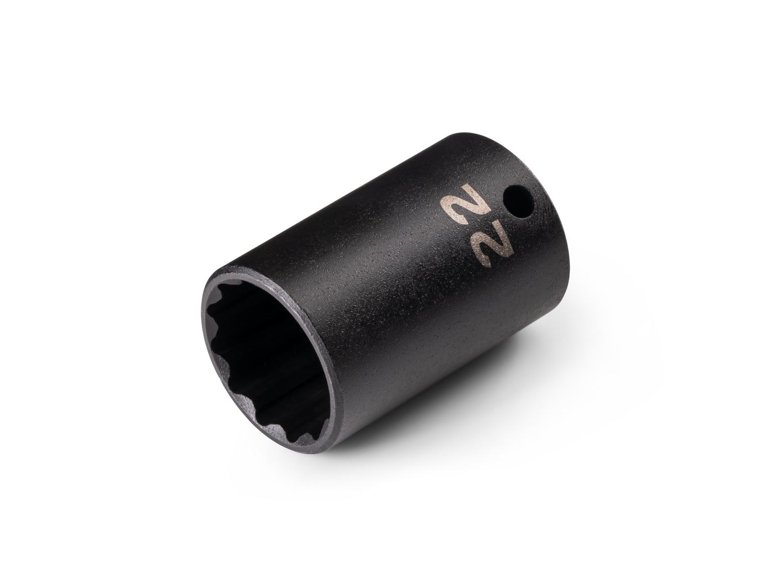 Front-right angle view of Tekton 22 millimeter impact drive 12-point socket. Item #SID14322