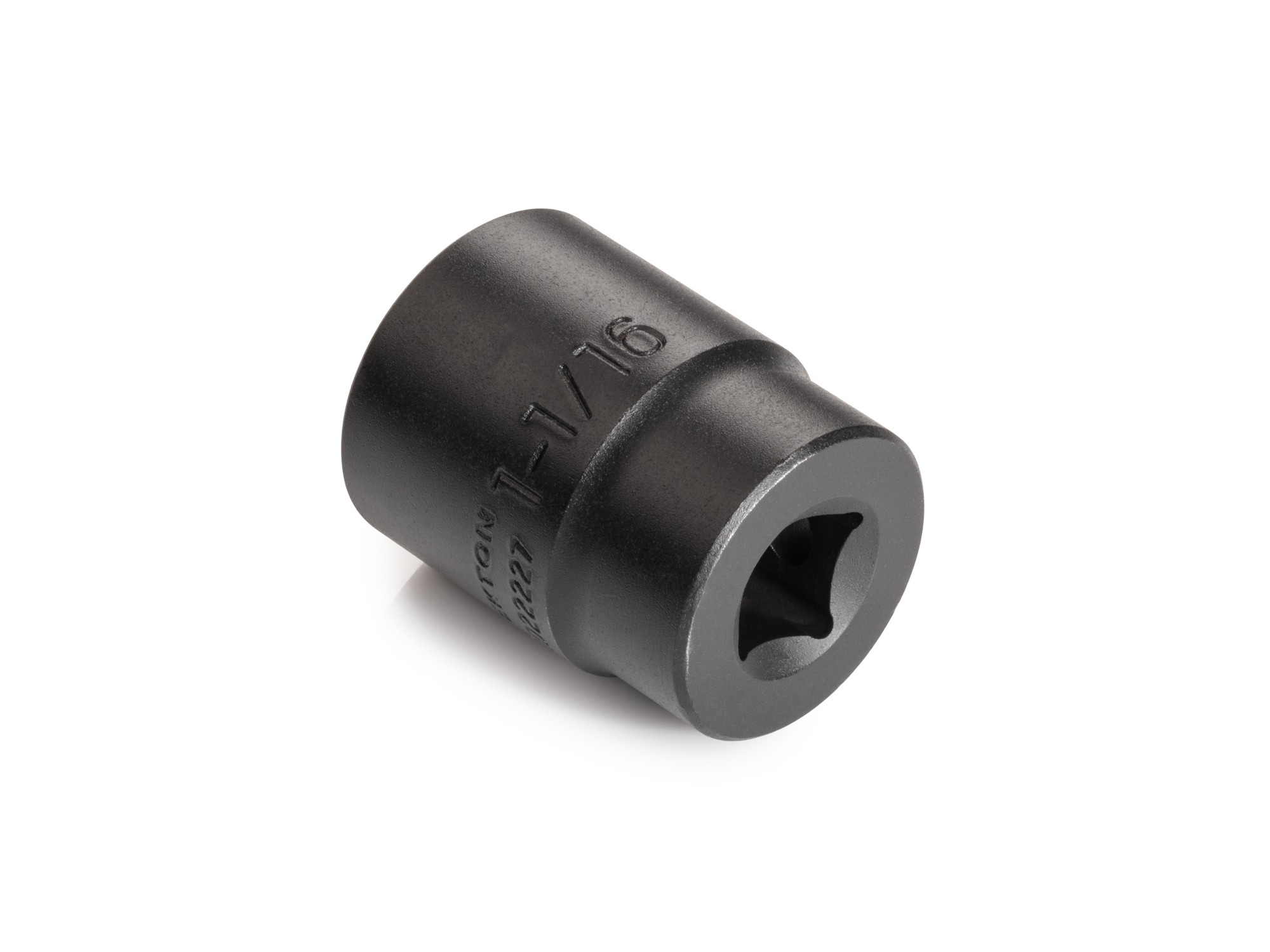 Size: 1-1/16 inch (SAE) 12-point standard/shallow impact socket. Has a high-visibility laser etched size marking and a permanent stamped size marking. SID22227.