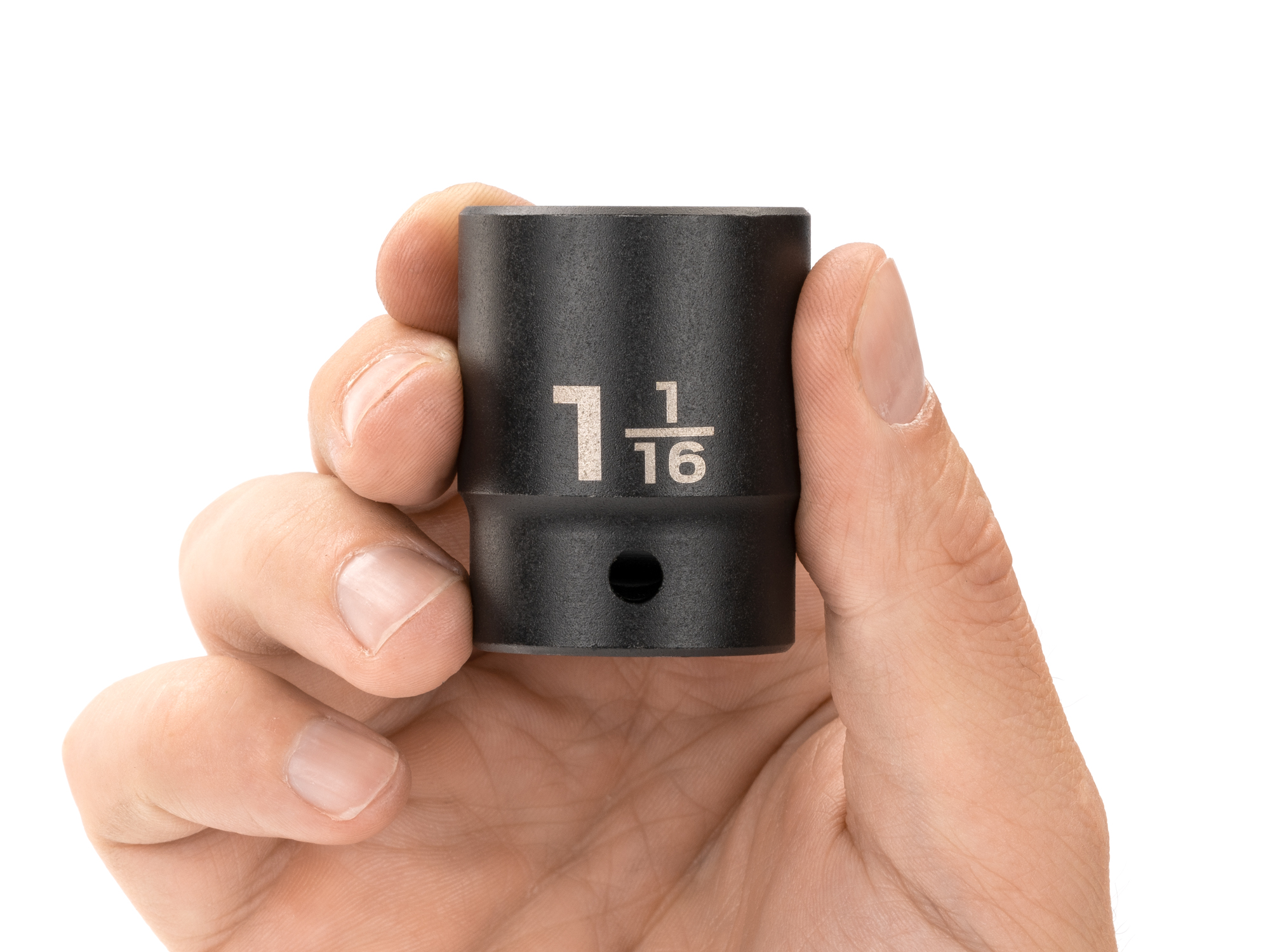 Size: 1-1/16 inch (SAE) 12-point standard/shallow impact socket. Has a high-visibility laser etched size marking and a permanent stamped size marking. SID22227.