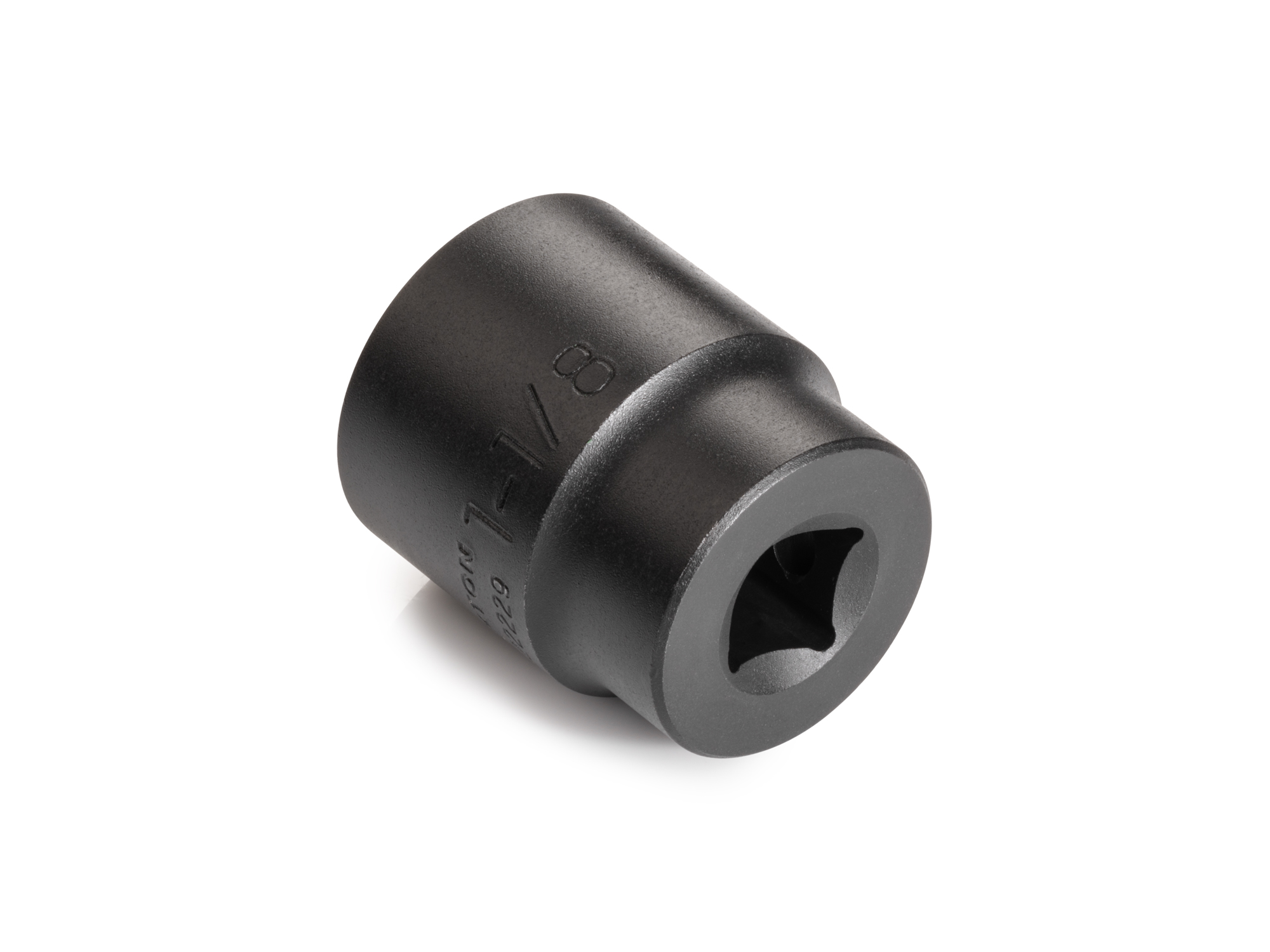 Size: 1-1/8 inch (SAE) 12-point standard/shallow impact socket. Has a high-visibility laser etched size marking and a permanent stamped size marking. SID22229.