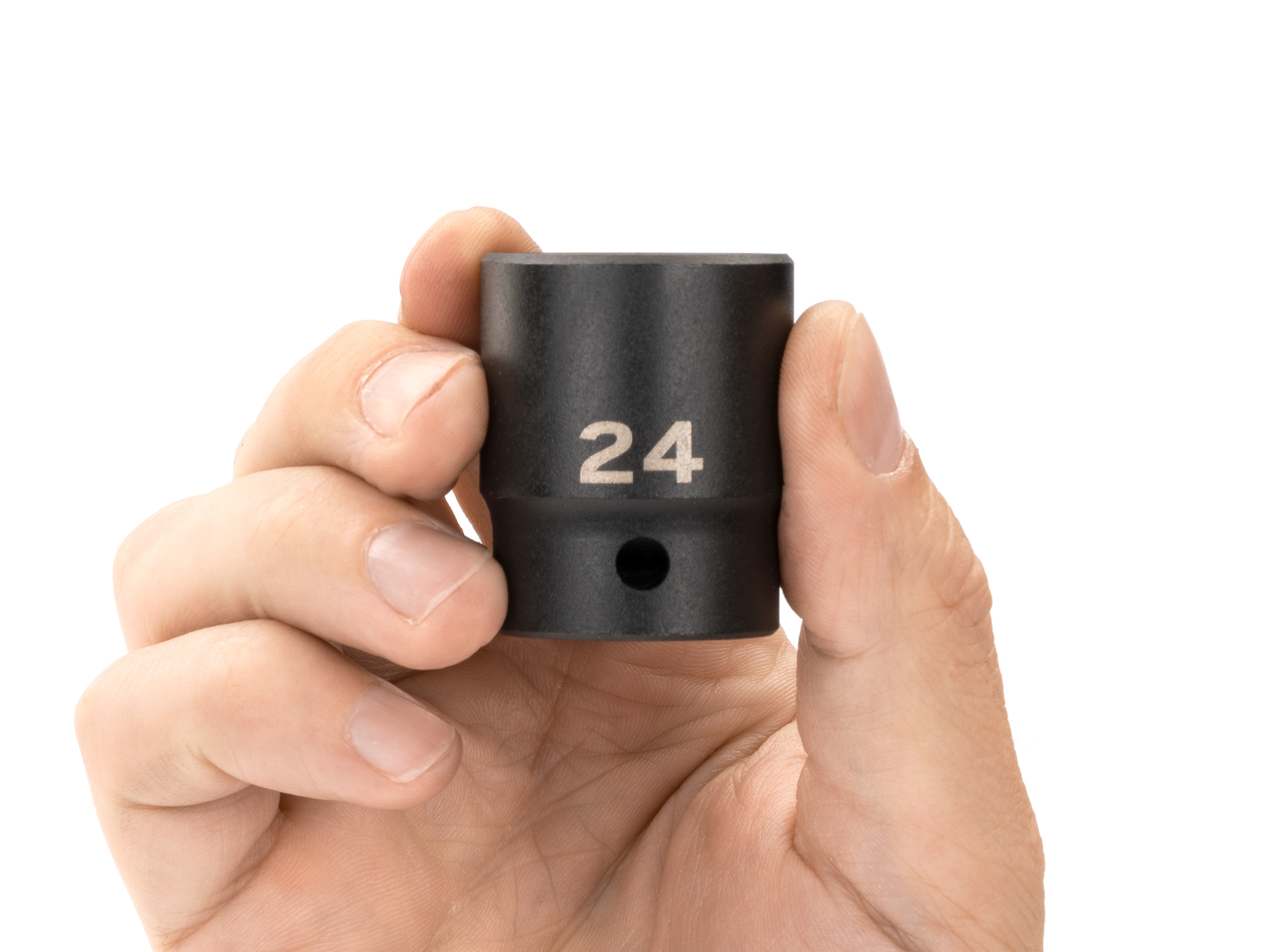 Size: 24 mm (Metric) 12-point standard/shallow impact socket. Has a high-visibility laser etched size marking and a permanent stamped size marking. SID22324.