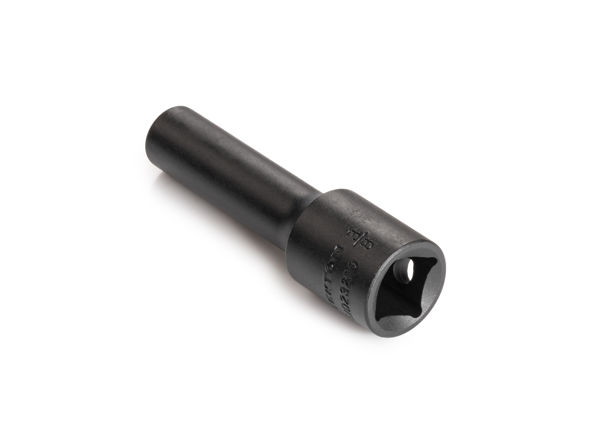 Size: 3/8 inch (SAE) 12-point deep individual impact socket. Has a high-visibility laser etched size marking and a permanent stamped size marking. SID23210.