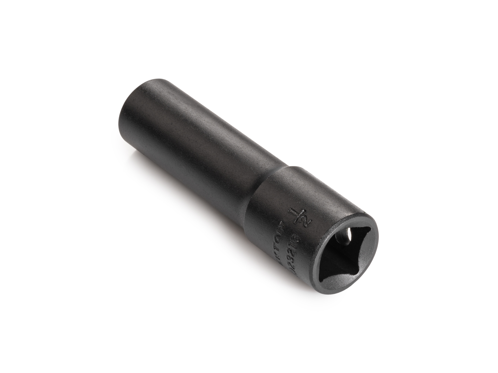 Size: 1/2 inch (SAE) 12-point deep individual impact socket. Has a high-visibility laser etched size marking and a permanent stamped size marking. SID23213.