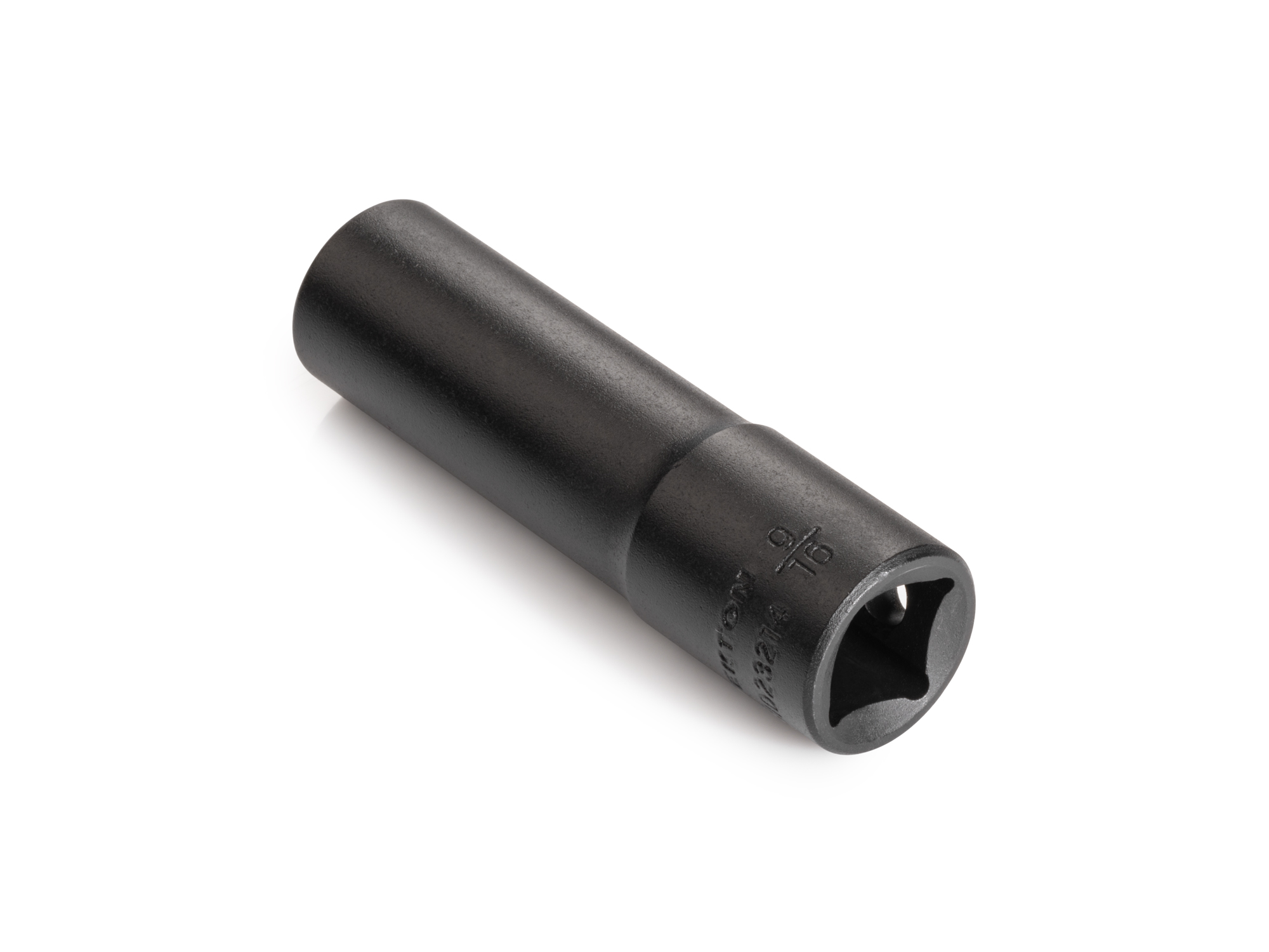 Size: 9/16 inch (SAE) 12-point deep individual impact socket. Has a high-visibility laser etched size marking and a permanent stamped size marking. SID23214.