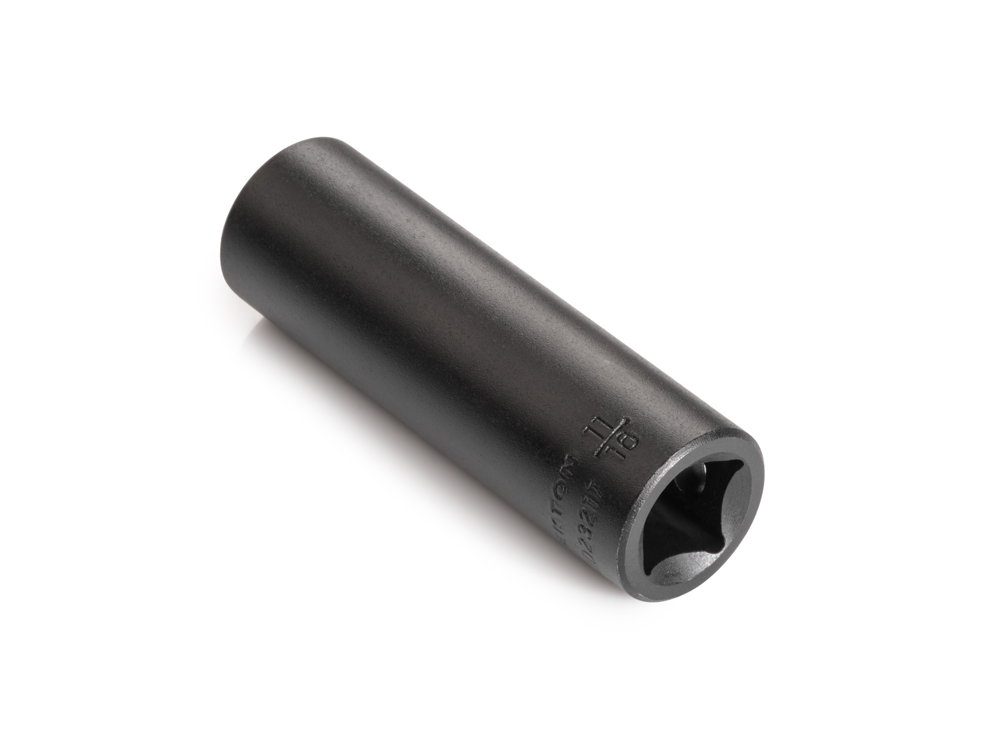 Size: 11/16 inch (SAE) 12-point deep individual impact socket. Has a high-visibility laser etched size marking and a permanent stamped size marking. SID23217.