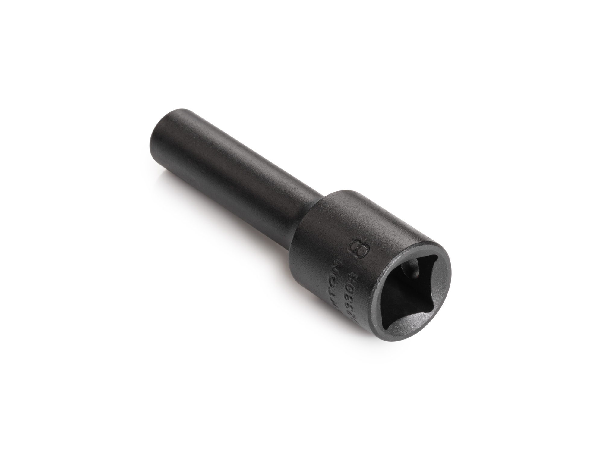 Size: 8 mm (Metric) 12-point deep individual impact socket. Has a high-visibility laser etched size marking and a permanent stamped size marking. SID23308.