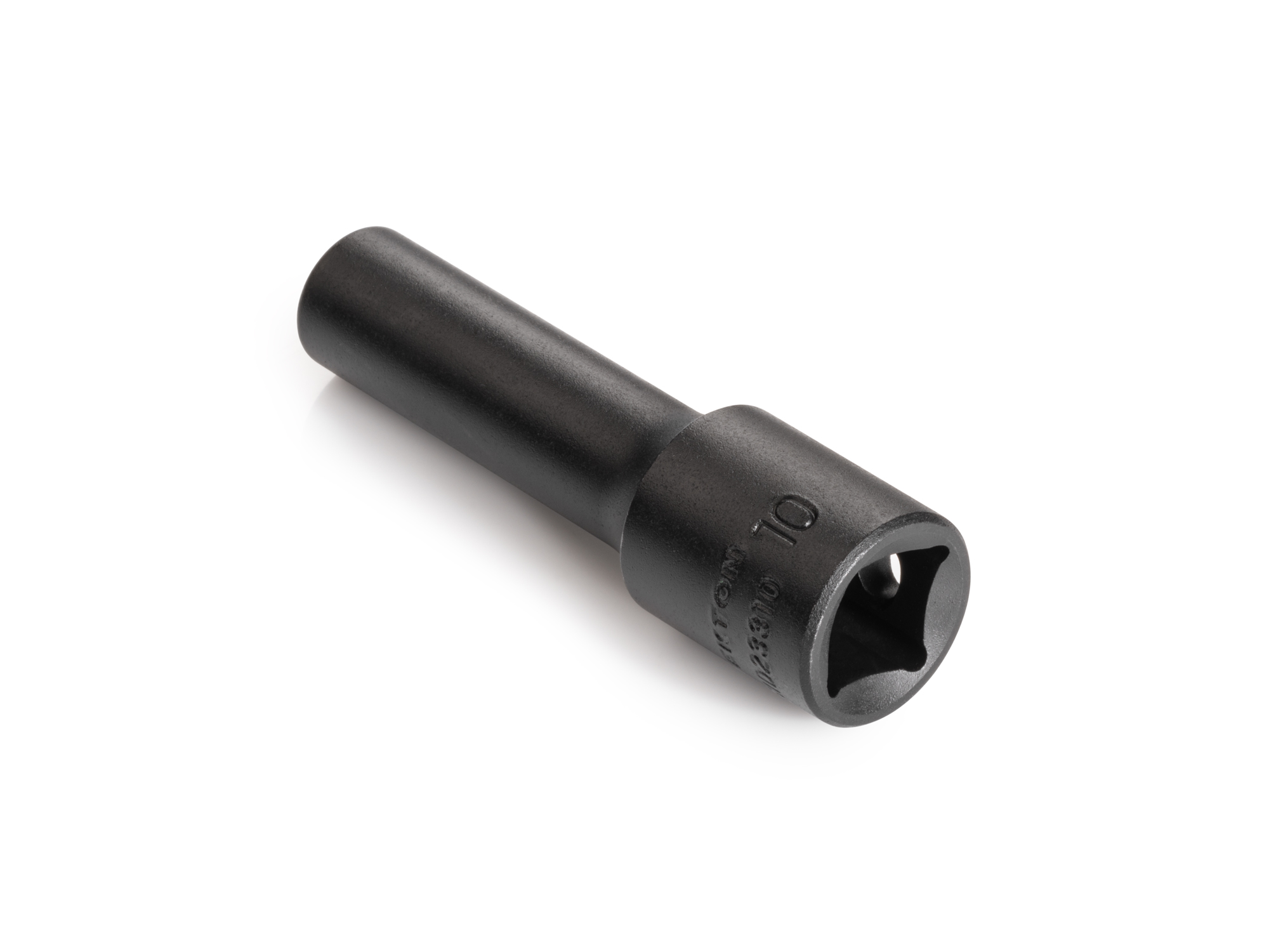 Size: 10 mm (Metric) 12-point deep individual impact socket. Has a high-visibility laser etched size marking and a permanent stamped size marking. SID23310.