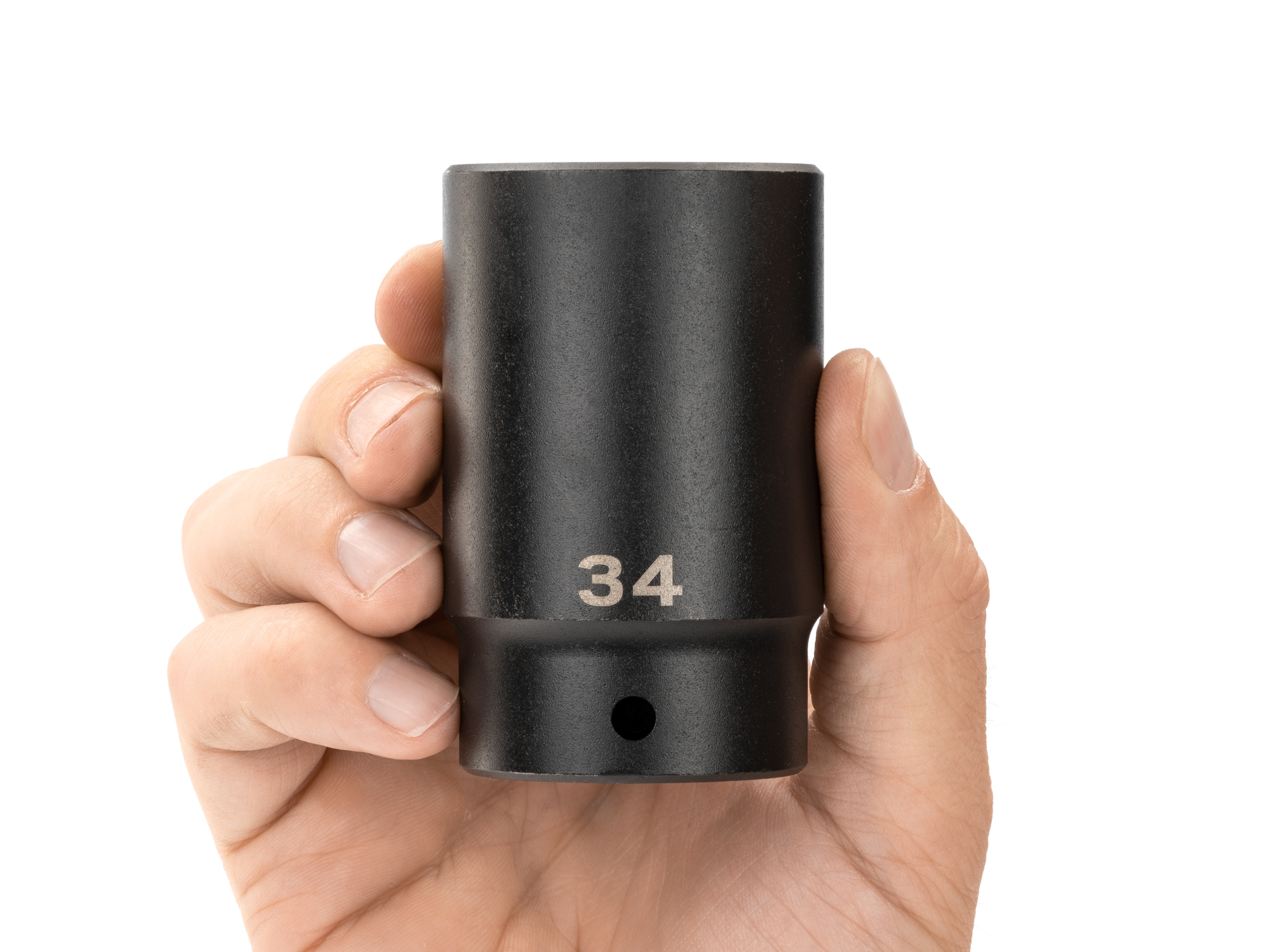 Size: 34 mm (Metric) 12-point deep individual impact socket. Has a high-visibility laser etched size marking and a permanent stamped size marking. SID23334.