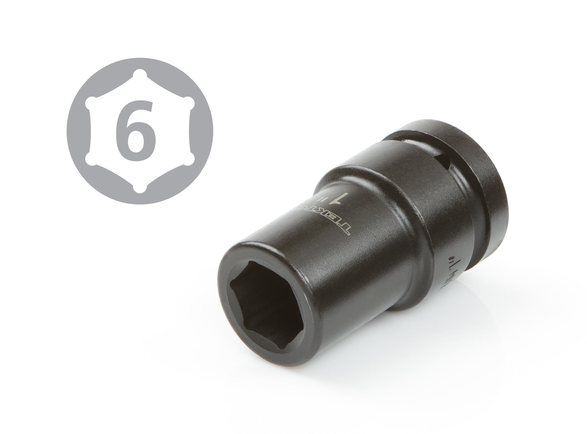 Closeup view of Tekton case impact drive 6-point socket set. Item #4892