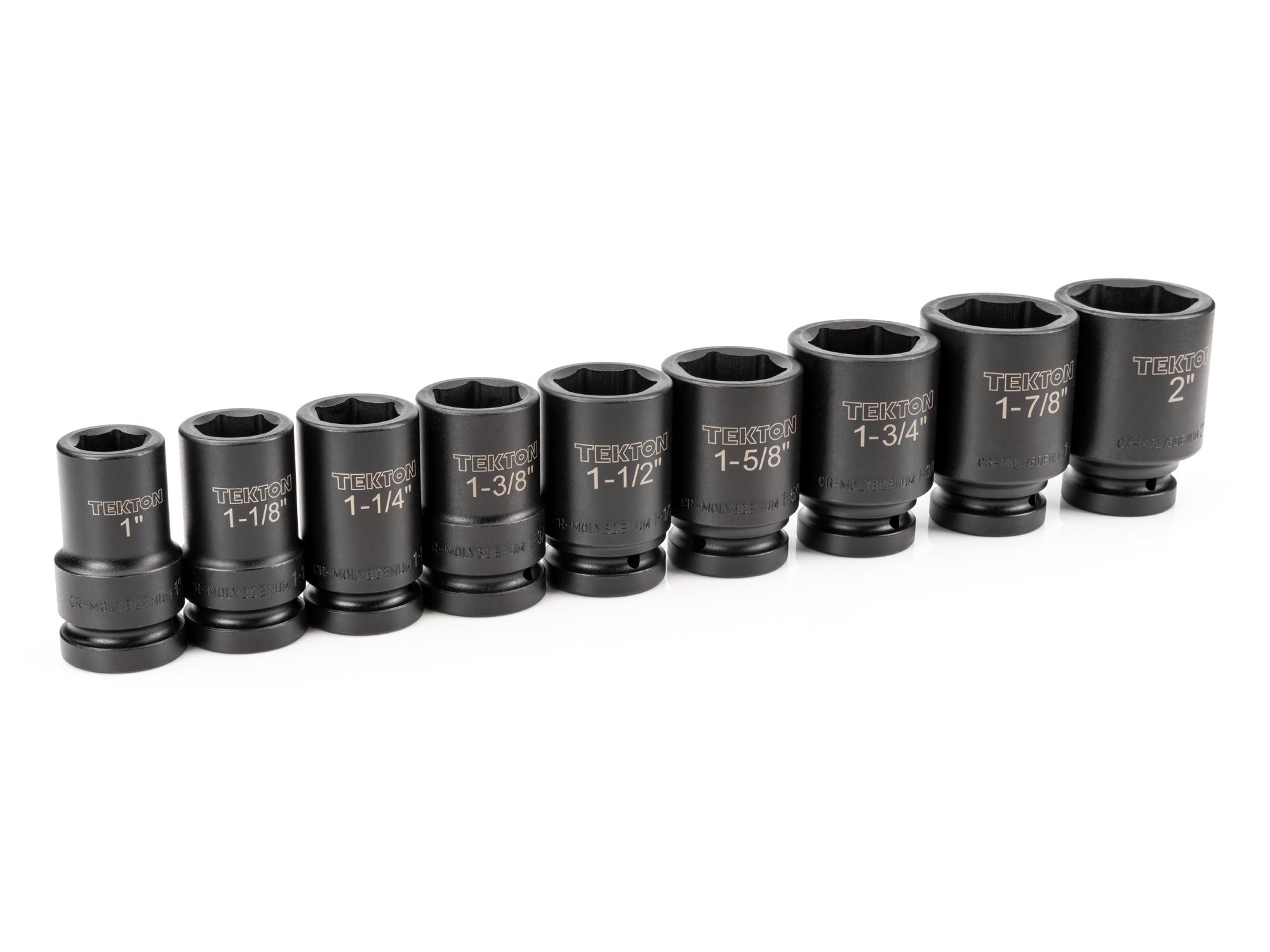 Laid out contents of Tekton case Impact Drive 6-Point Socket set. Item #4892