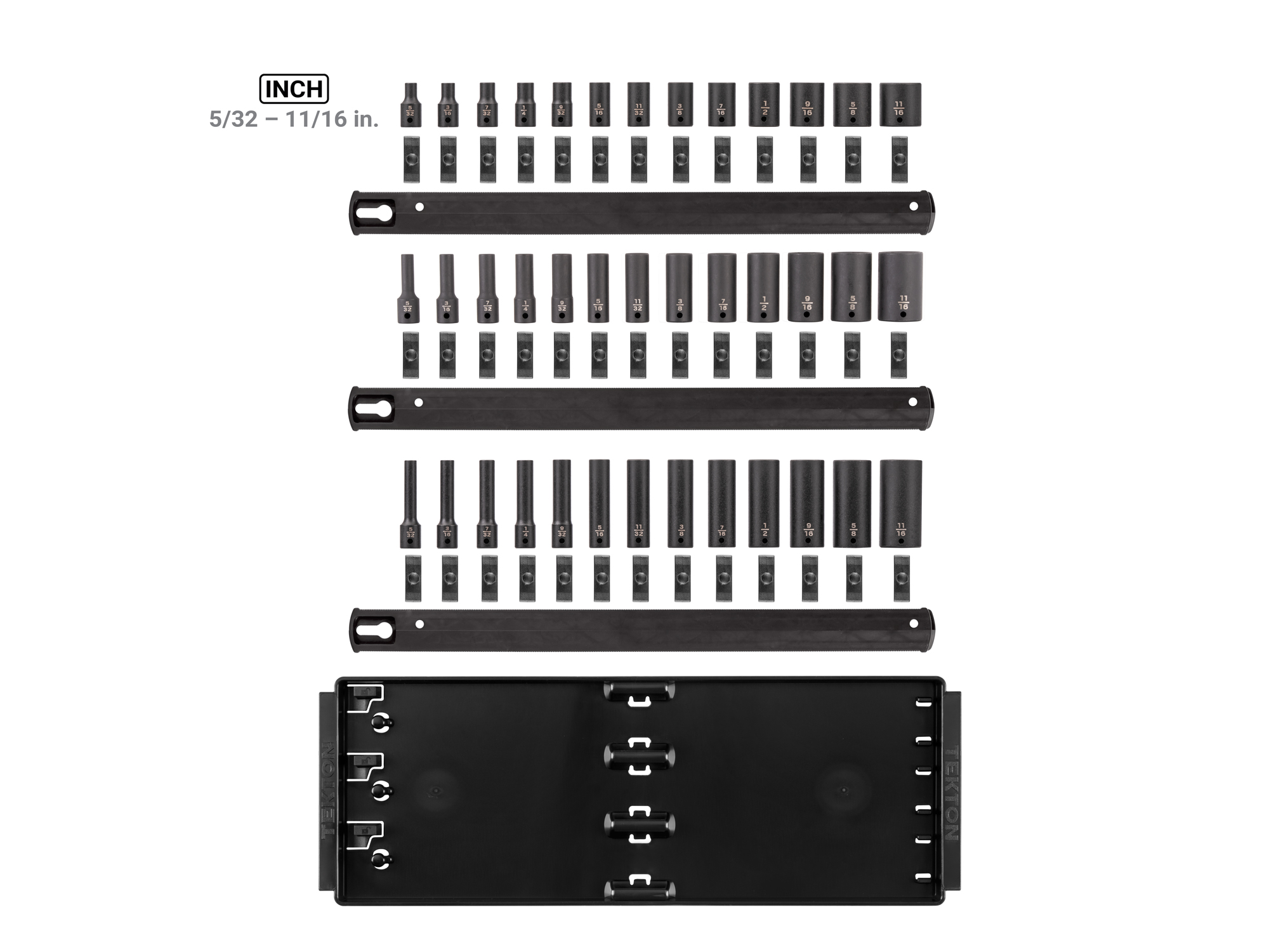 1/4 Inch Drive 6-Point Impact Socket Set (5/32 - 11/16 Inch) | TEKTON