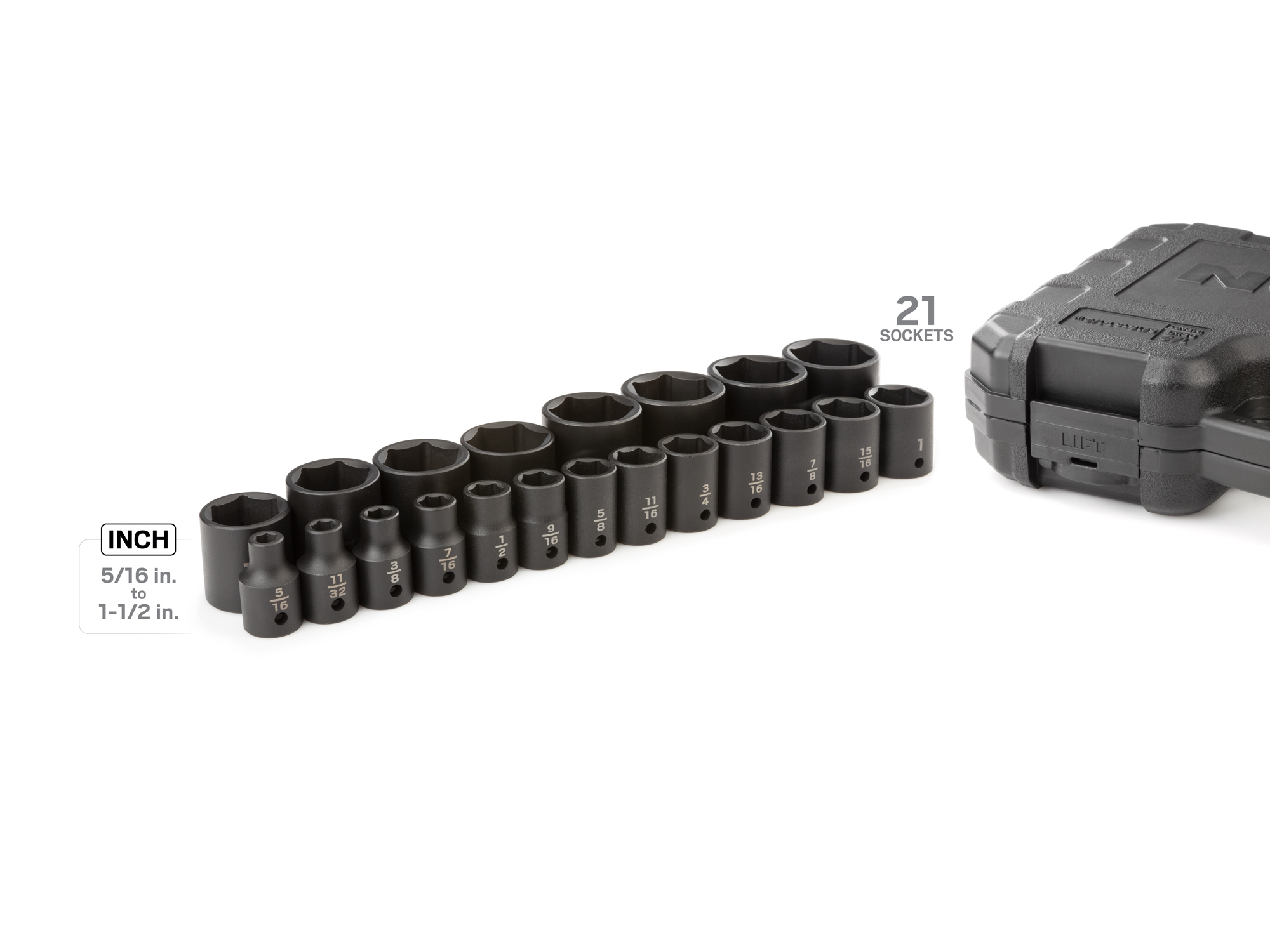 ゼットン　SSSP 1/2 Inch Drive Shallow 6-Point Impact Socket Set, 21-Piece | TEKTON