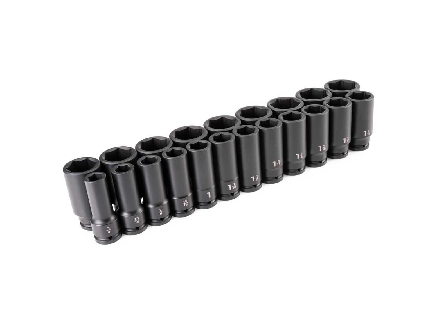TEKTON 3/4 Inch Drive Deep 6-Point Impact Socket Set, 21-Piece (3/4 - 2 in.)
