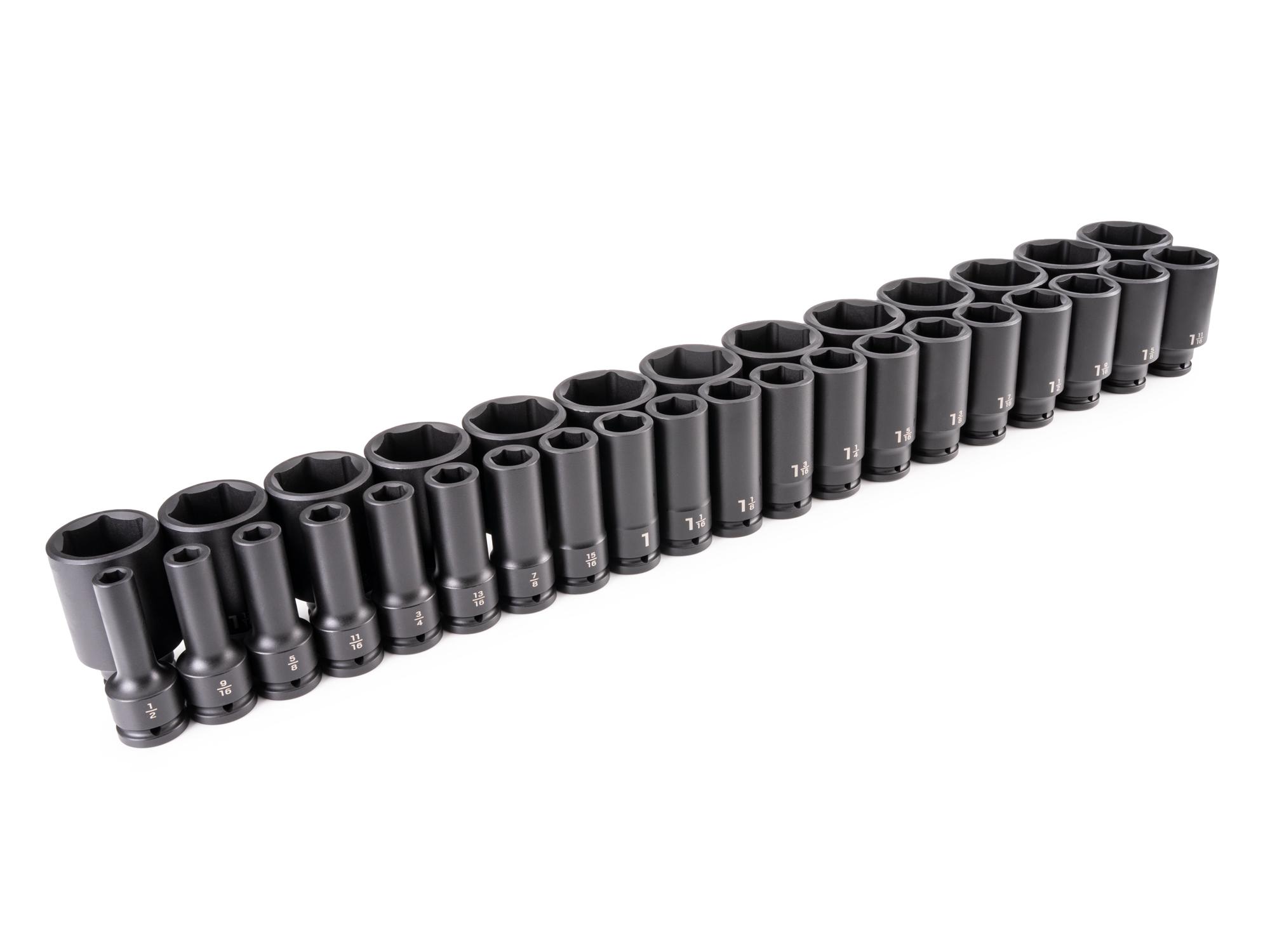 3/4 Inch Drive Deep 6-Point Impact Socket Set (33-Piece)