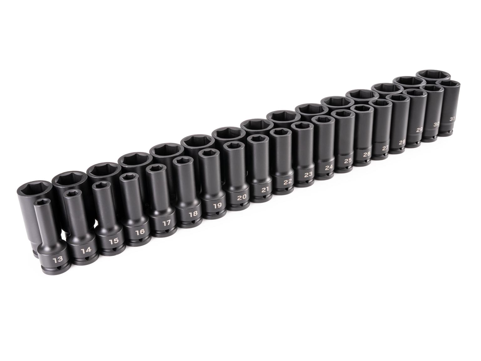 TEKTON 3/4 Inch Drive Deep 6-Point Impact Socket Set, 34-Piece (13 - 50 mm)