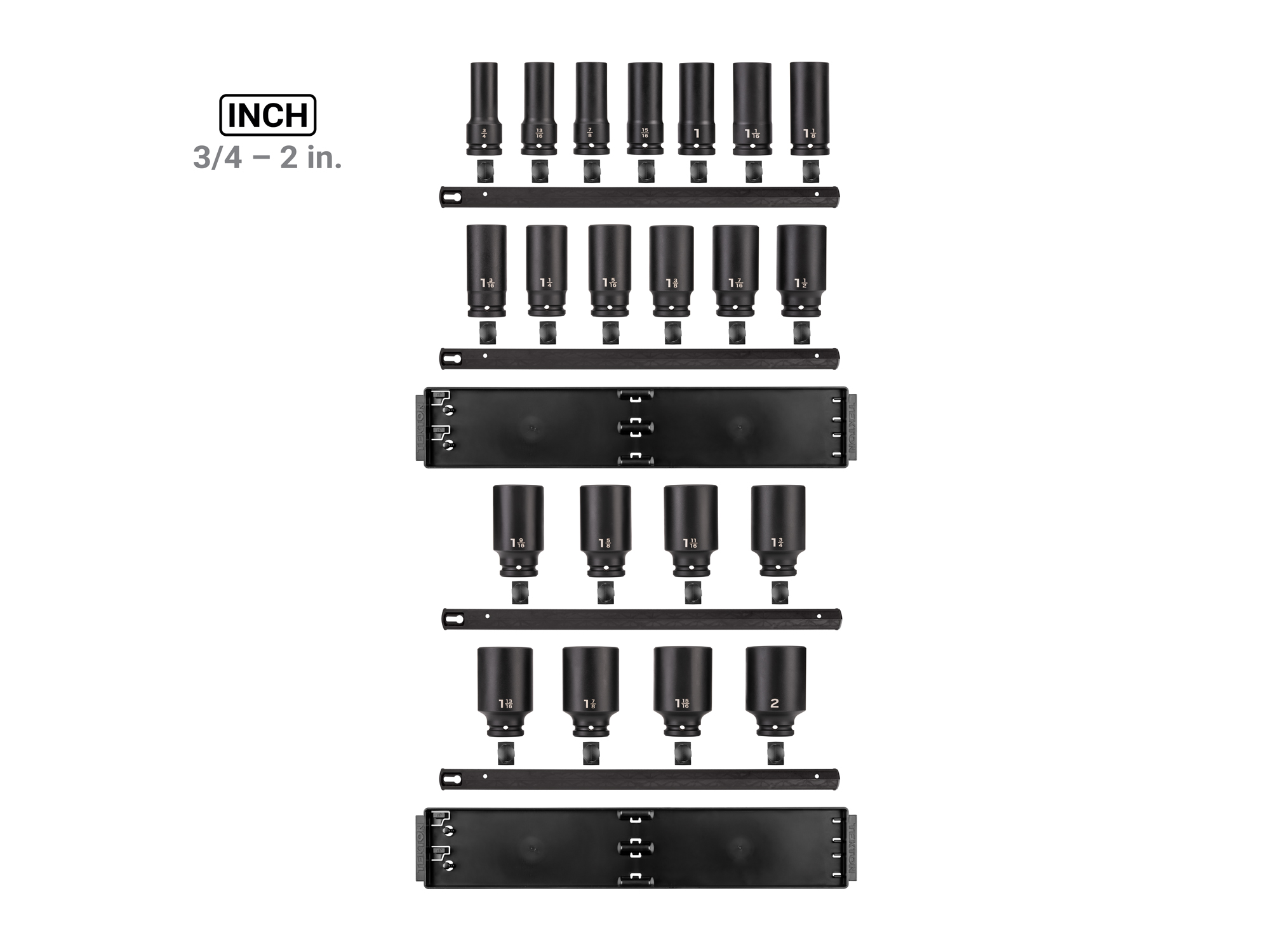 3/4 Inch Drive Deep 6-Point Impact Socket Set, 3/4 - 2 in. | TEKTON