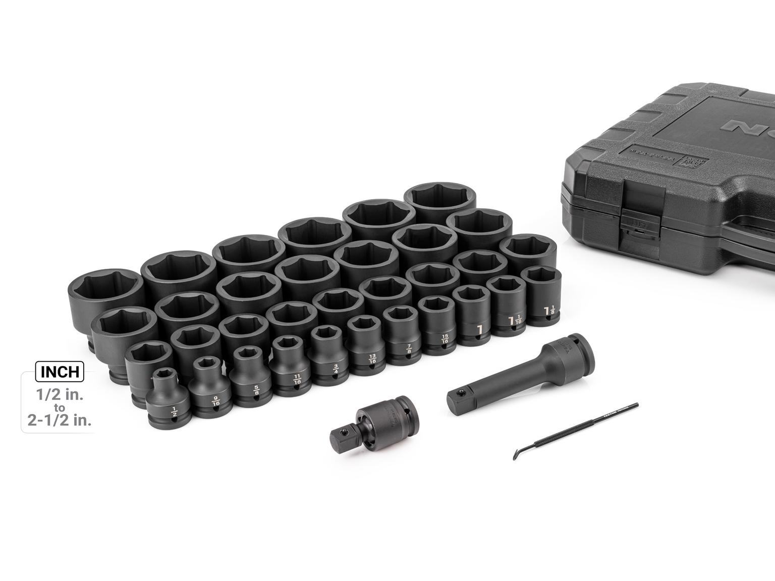 TEKTON 3/4 Inch Drive Shallow 6-Point Socket Set with Case, 36-Piece (1/2 - 2-1/2 in.)
